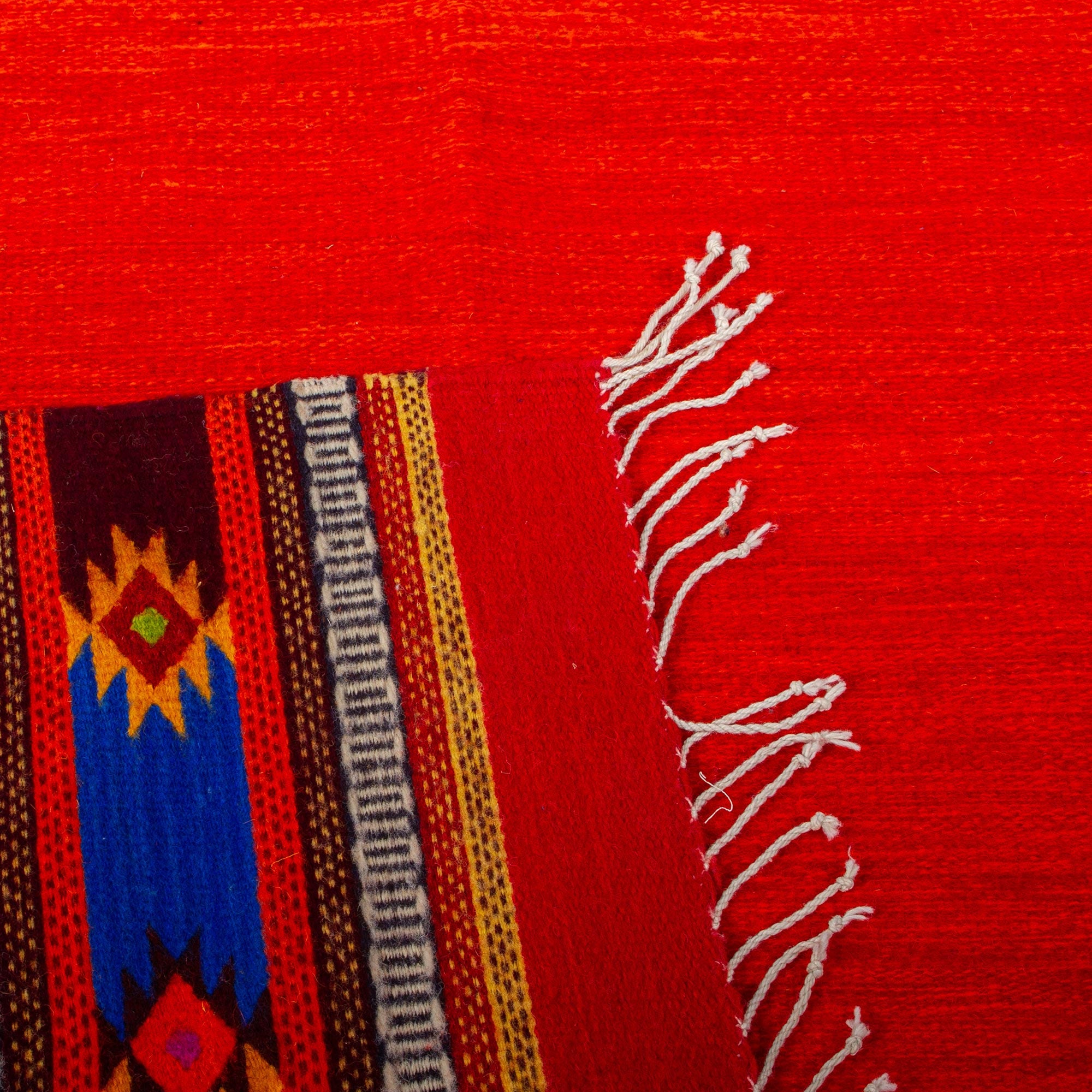 Premium Zapotec Bright Red Wool Rug - Handcrafted in Oaxaca (4x6.5)