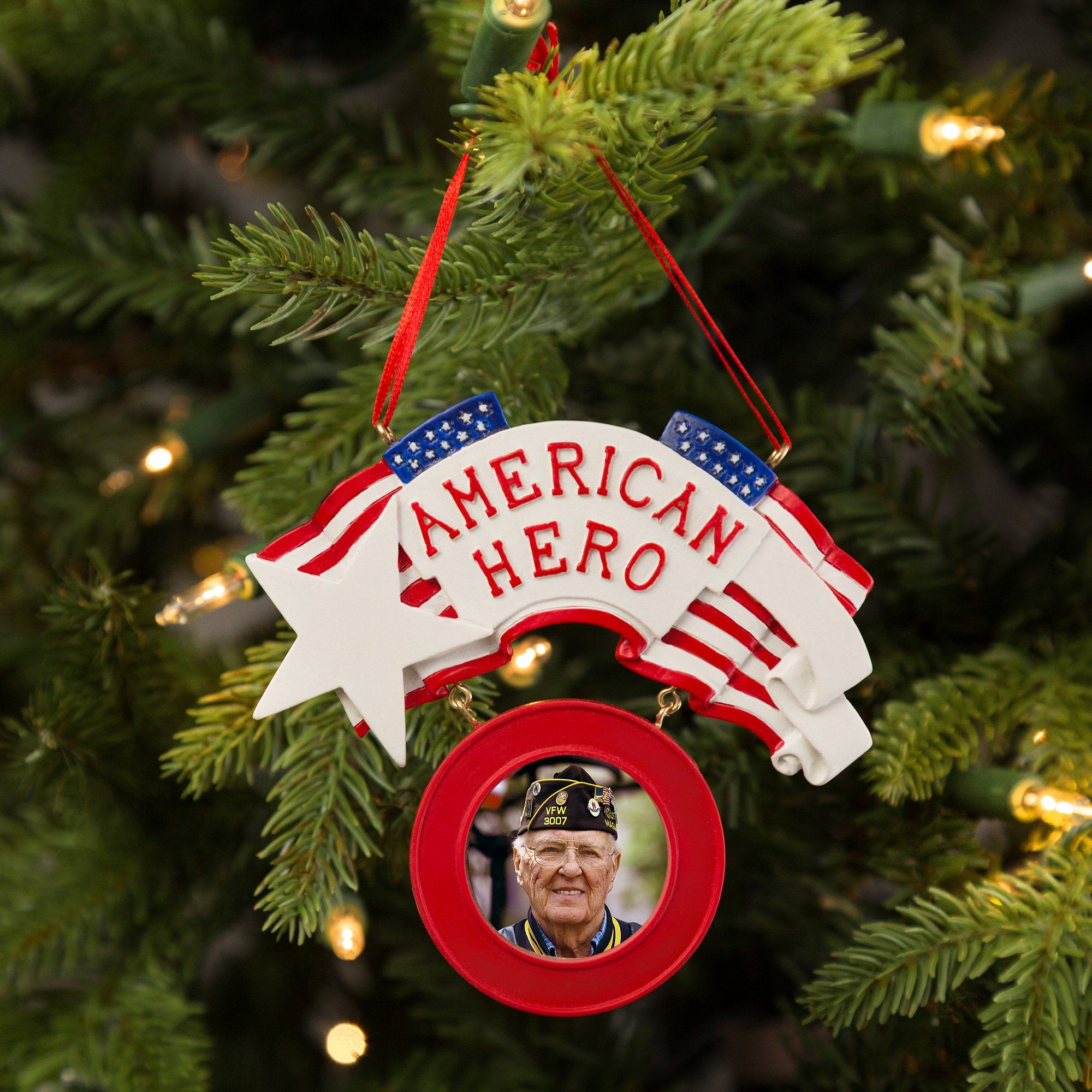 Premium American Hero Photo Frame Ornament - Honor & Celebrate