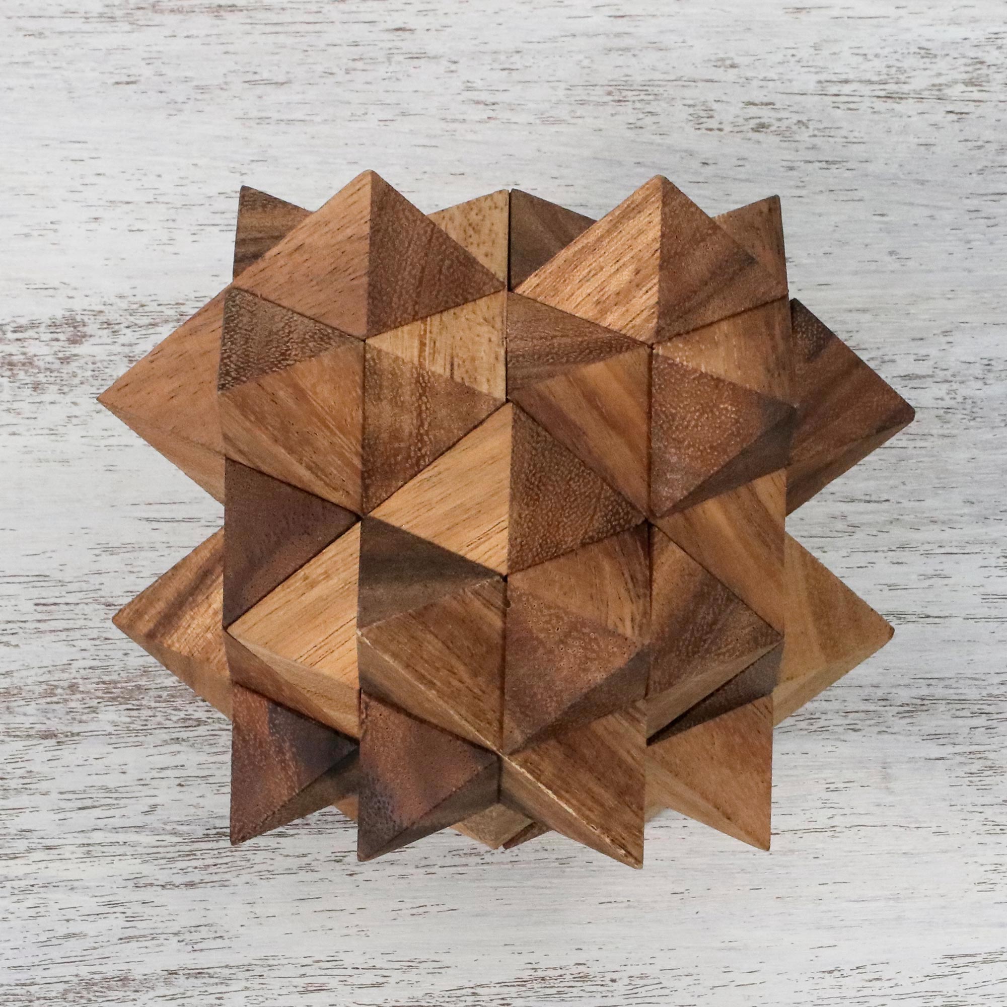 Premium 3D Star Puzzle - Handcrafted Raintree Wood from Thailand