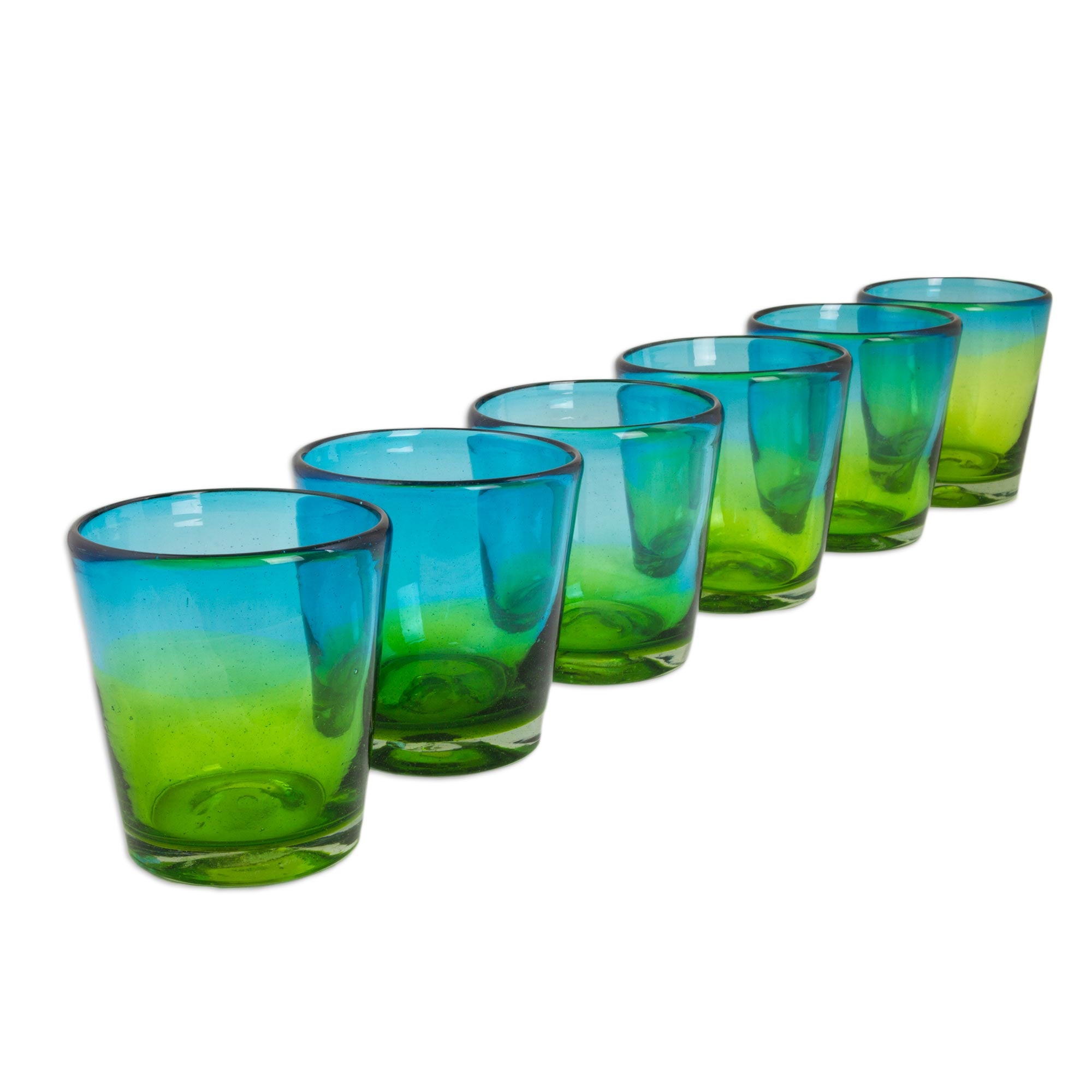 Premium Hand-Blown Aurora Tapatia Mexican Rocks Glasses - Set of 6