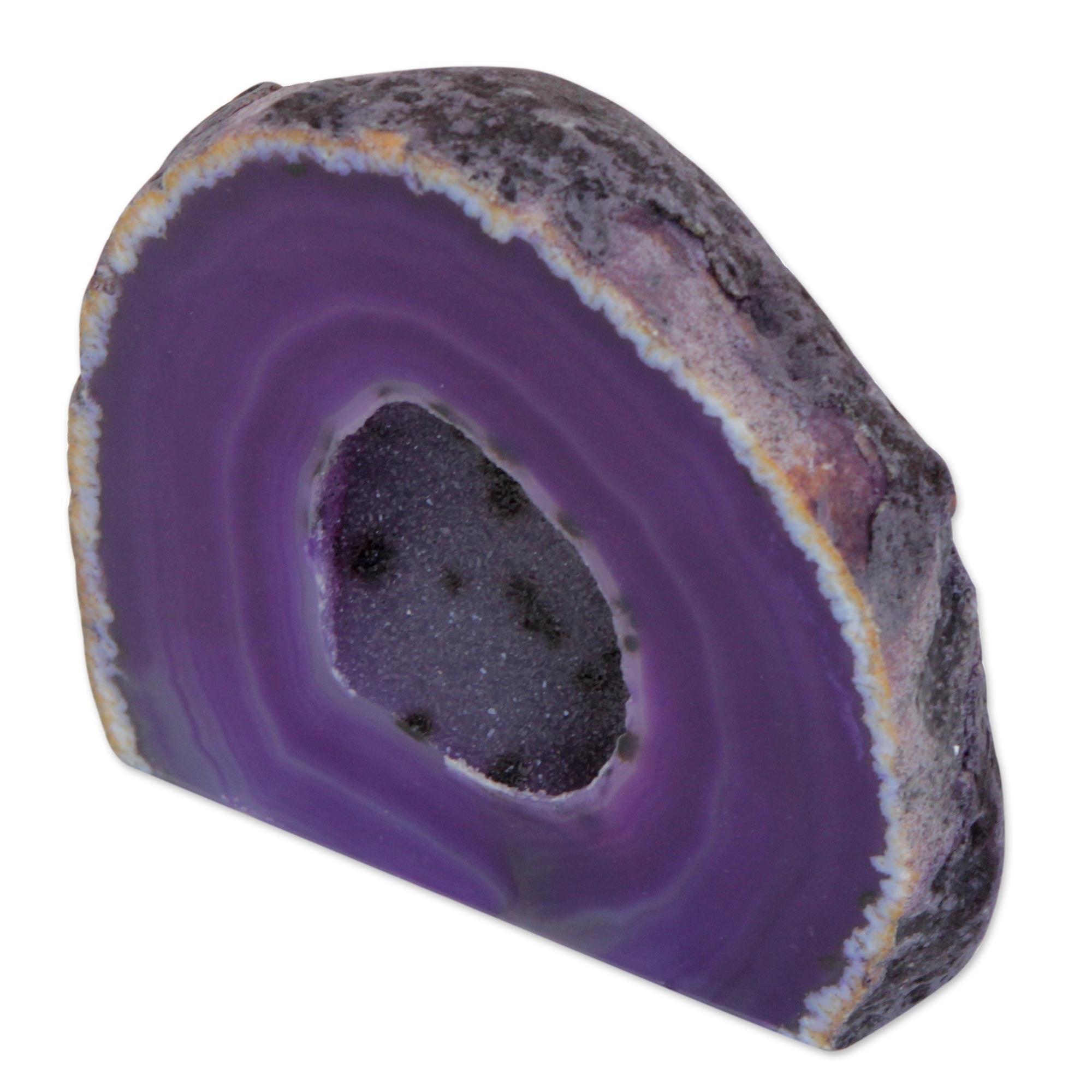 Premium Purple Agate Geode Decor - Handcrafted Natural Stone Art from Brazil