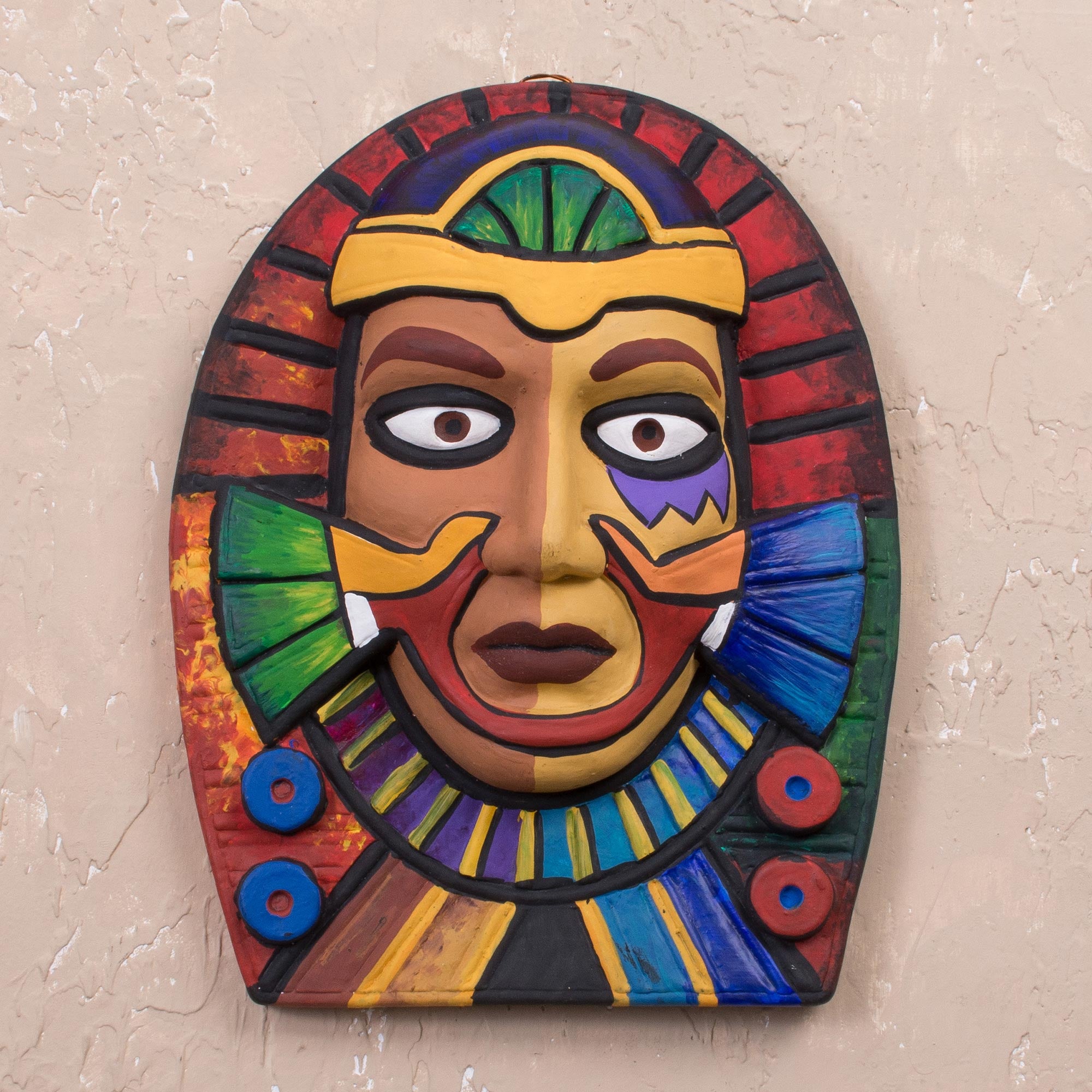 Premium Handcrafted Wari Culture Ceramic Mask - Authentic Peruvian Art
