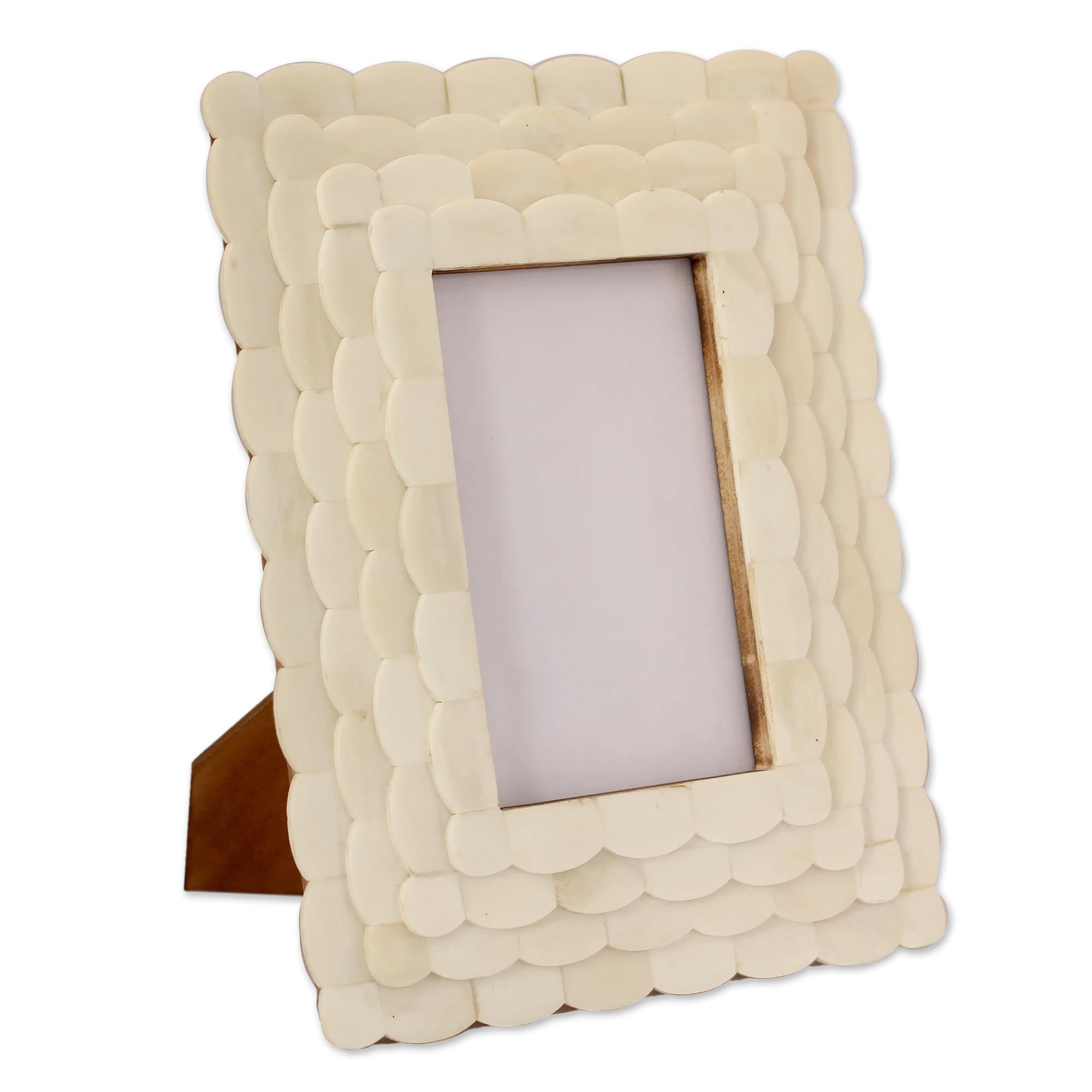 Premium Lotus Blossom Handcarved Bone Photo Frame (4x6) - Ultimate Display Upgrade