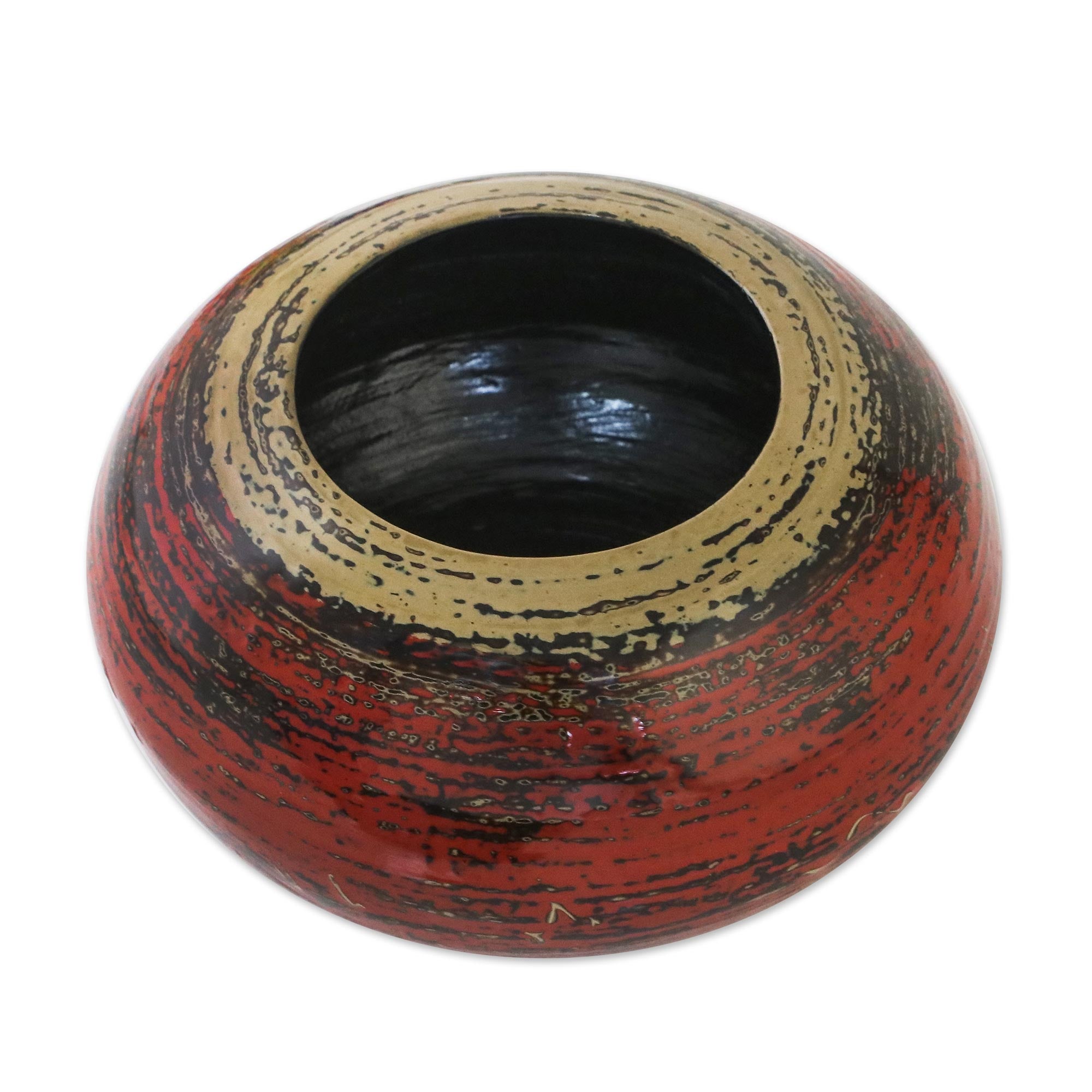 Premium Celestial Red Bamboo Jar - Handcrafted Thai Decor