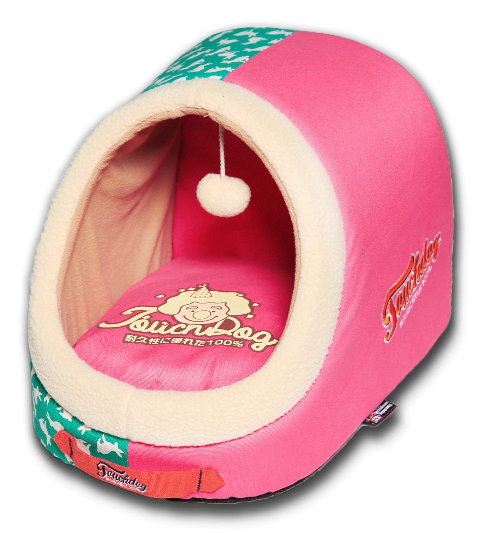 Touchdog® Premium Panoramic Rabbit-Spotted Dog Bed with Built-In Toy