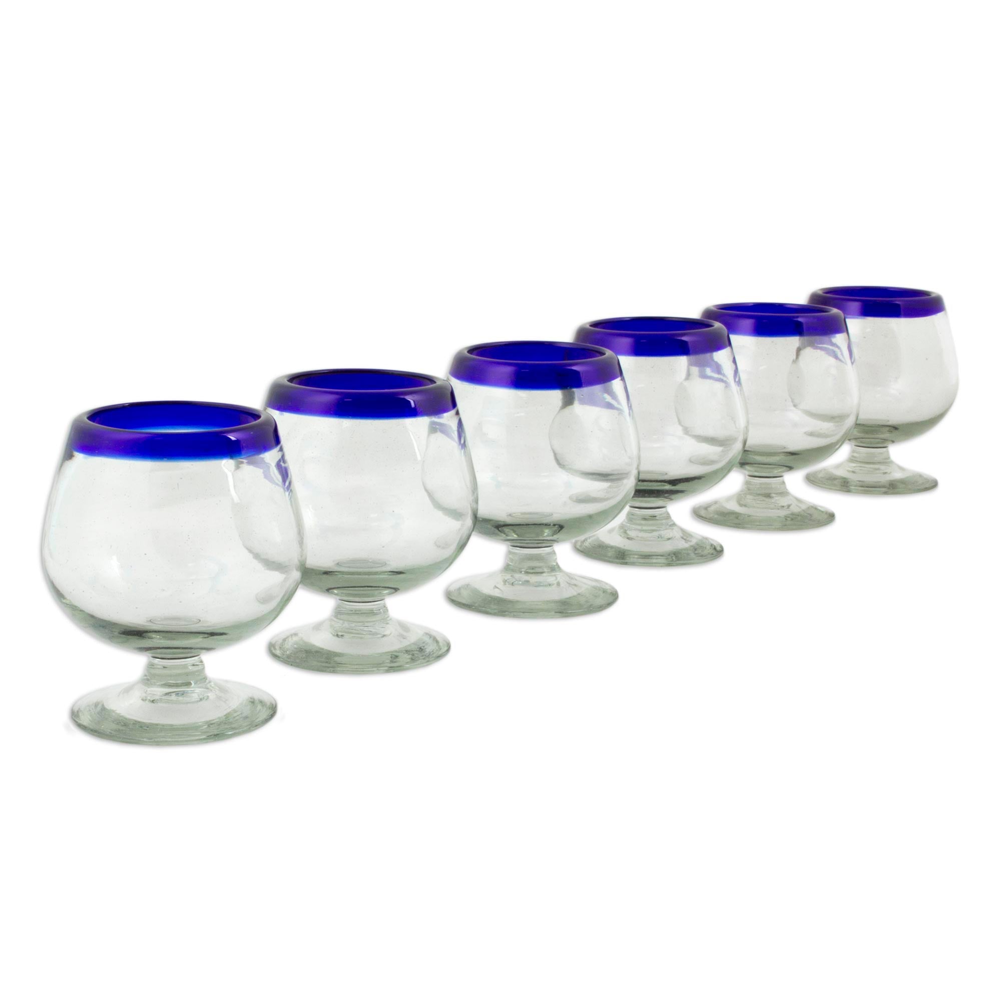 Premium Cobalt Blue Hand-Blown Tequila Glasses - Set of 6