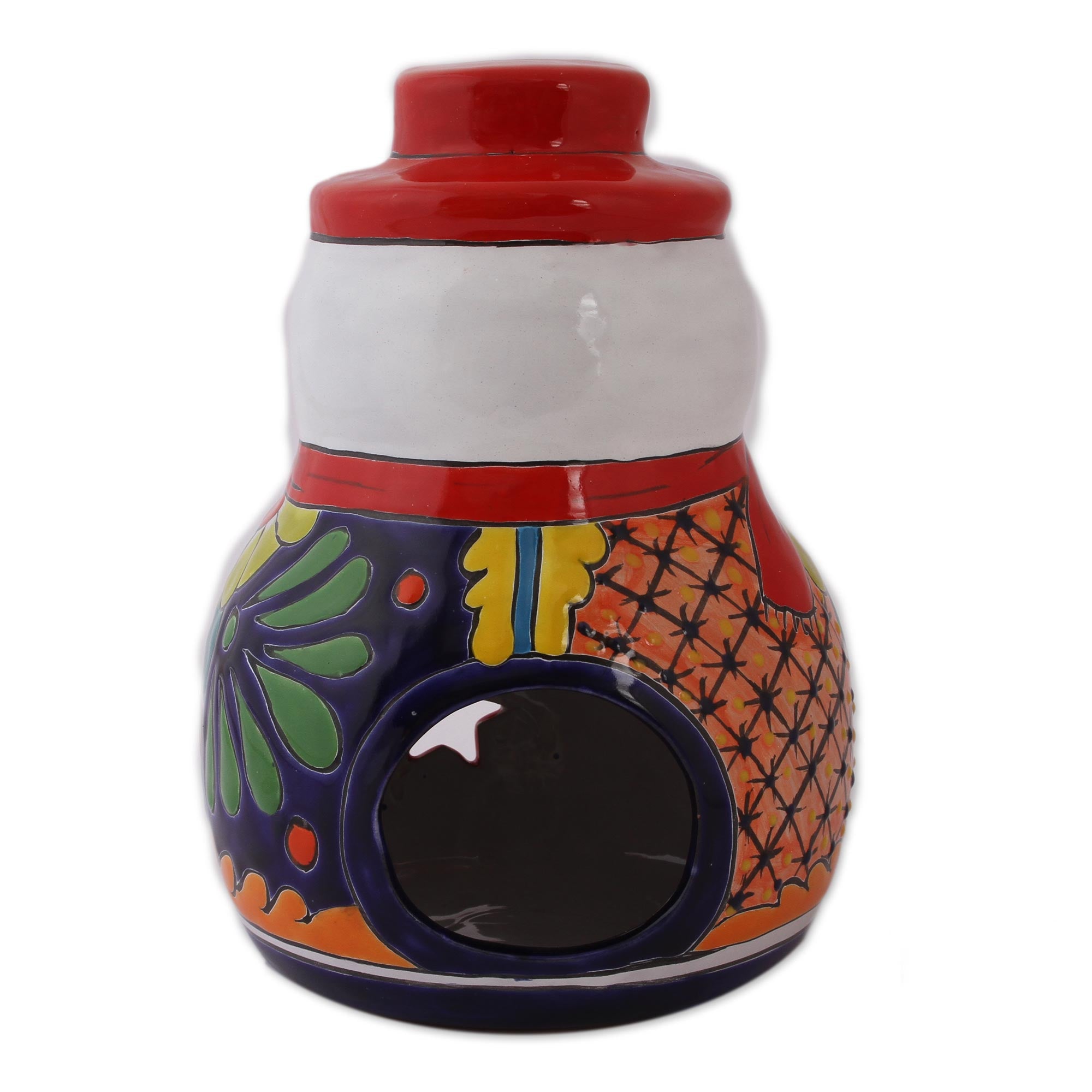 Premium Talavera Ceramic Snowman Candle Holder - Handcrafted Holiday Decor