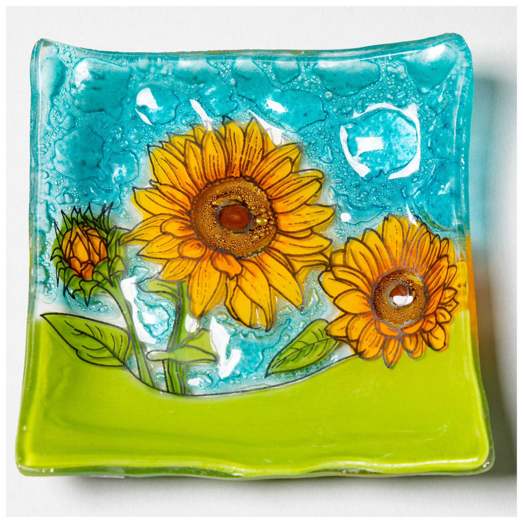 Premium Hand-Painted Recycled Glass Jewelry Dish