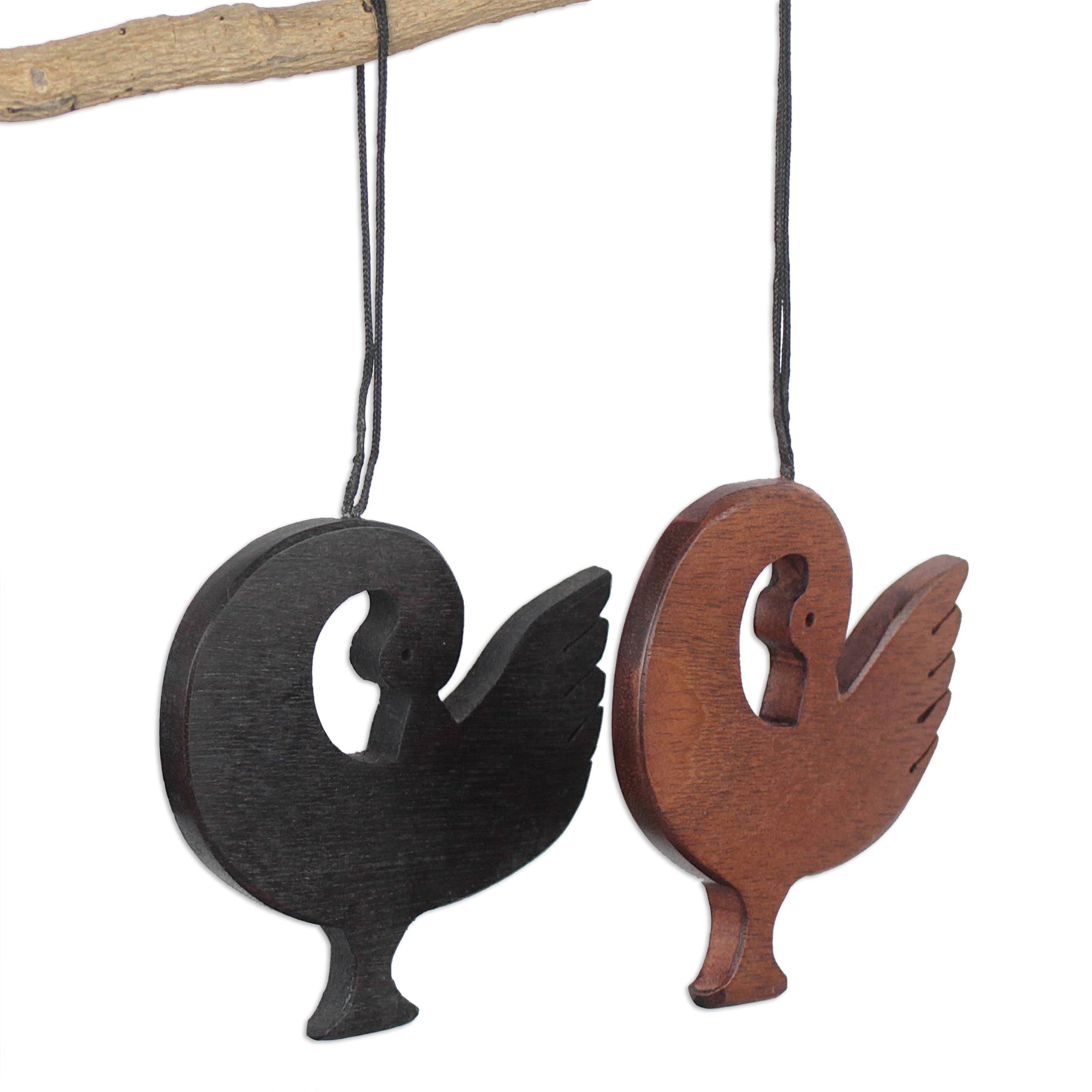 Premium Handcrafted Ebony Wood Sankofa Ornaments Set - Learn from History (Set of 4)