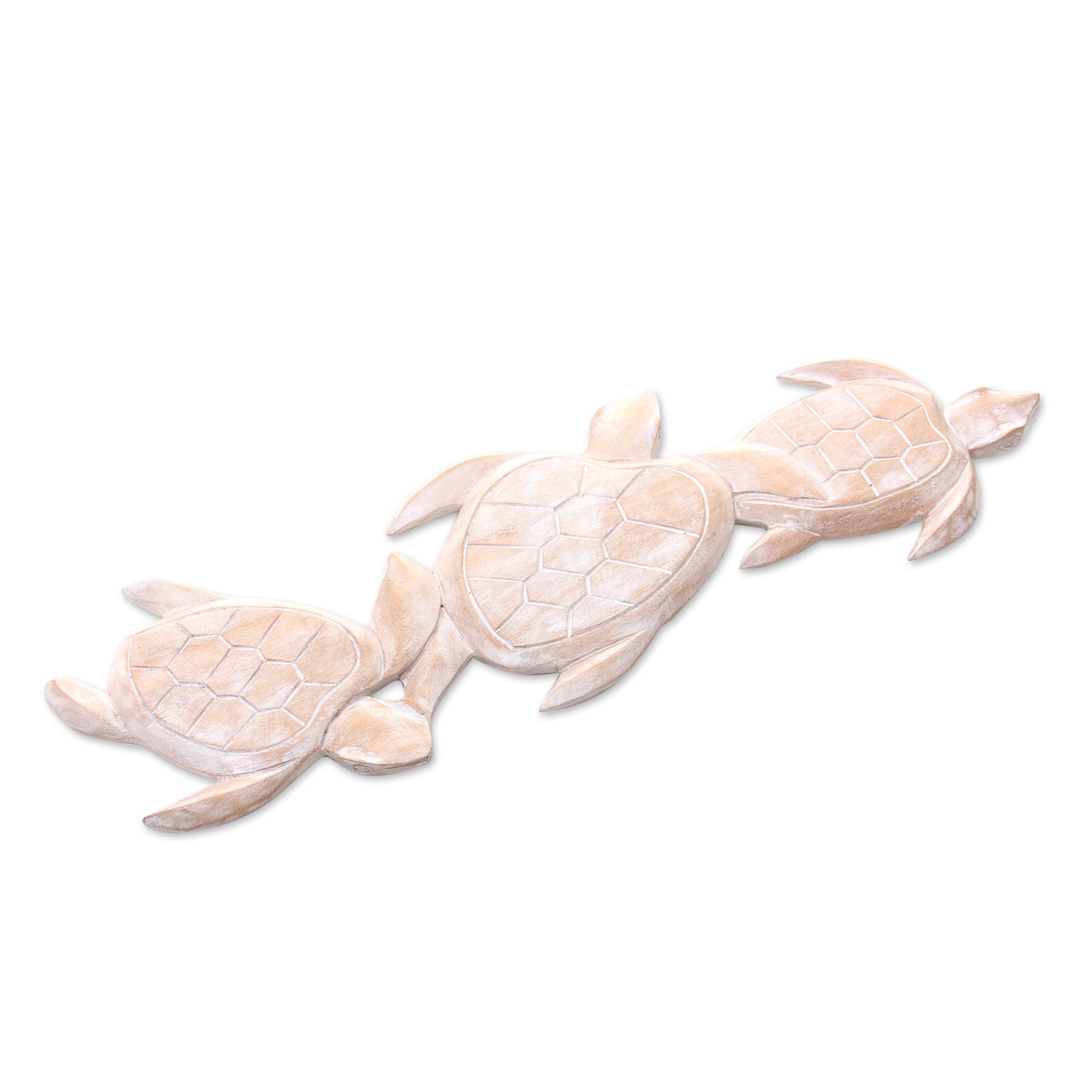 Premium Vintage Sea Turtle Trio - Handcrafted Suar Wood Wall Art