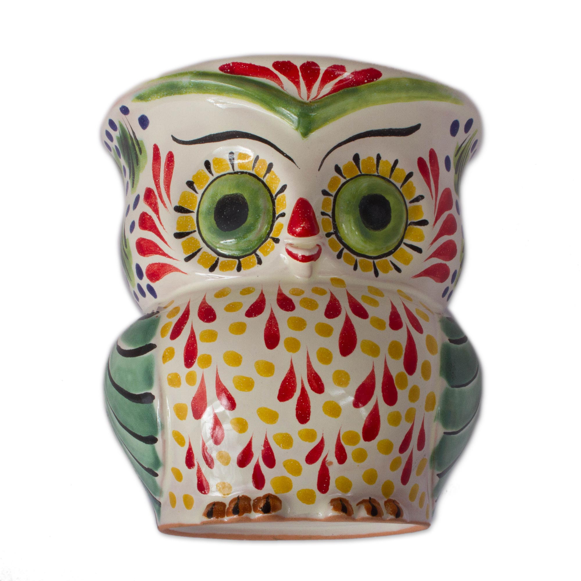 Premium Handcrafted Ceramic Owl Planter - Colorful Mexican Artisan Design