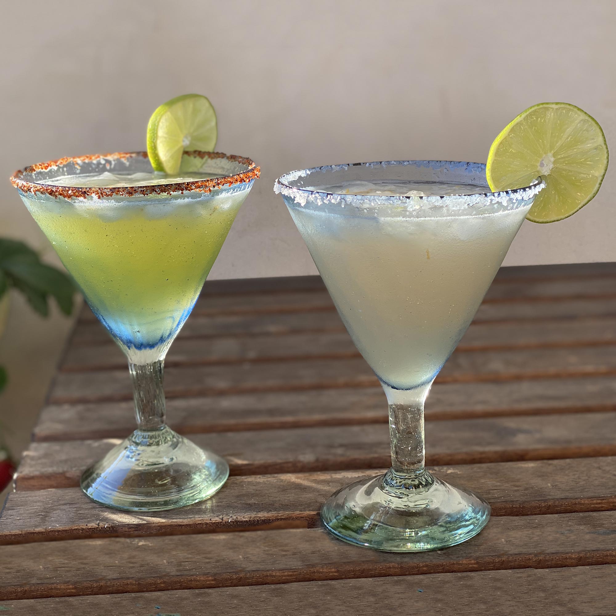 Premium Fiesta Azul Hand-Blown Recycled Glass Martini Glasses - Set of 6