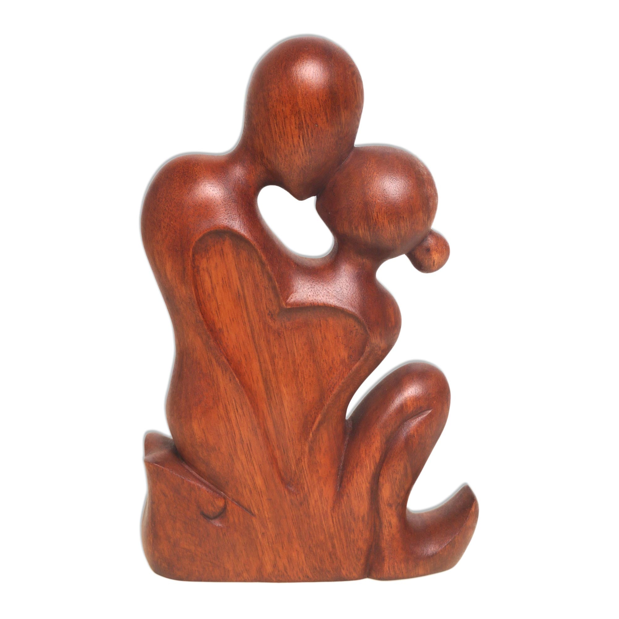 Premium Hand-Carved Romantic Suar Wood Statuette – Bali Artisan Crafted