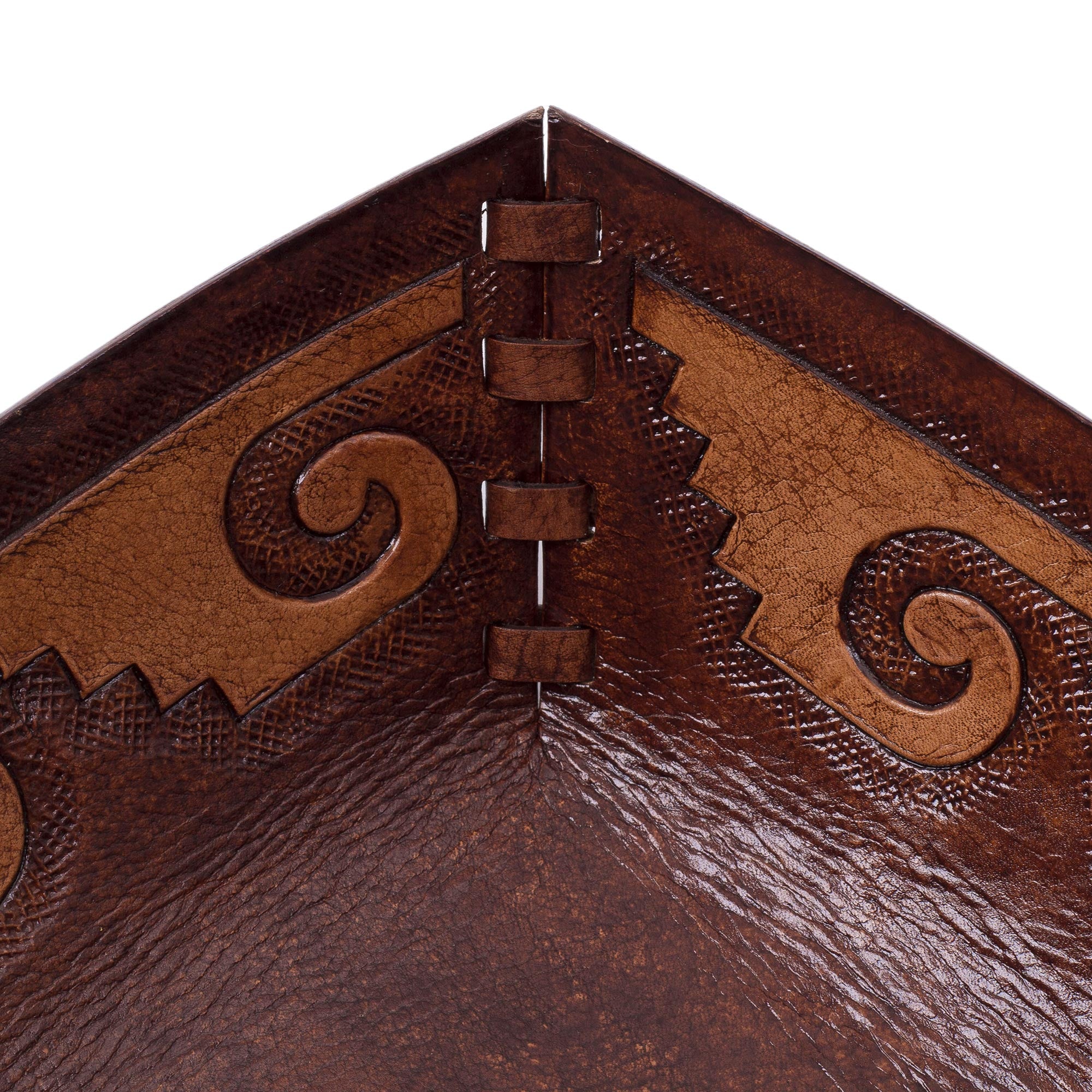 Premium Inca Seacoast Handcrafted Leather Catchall with Wave Motif