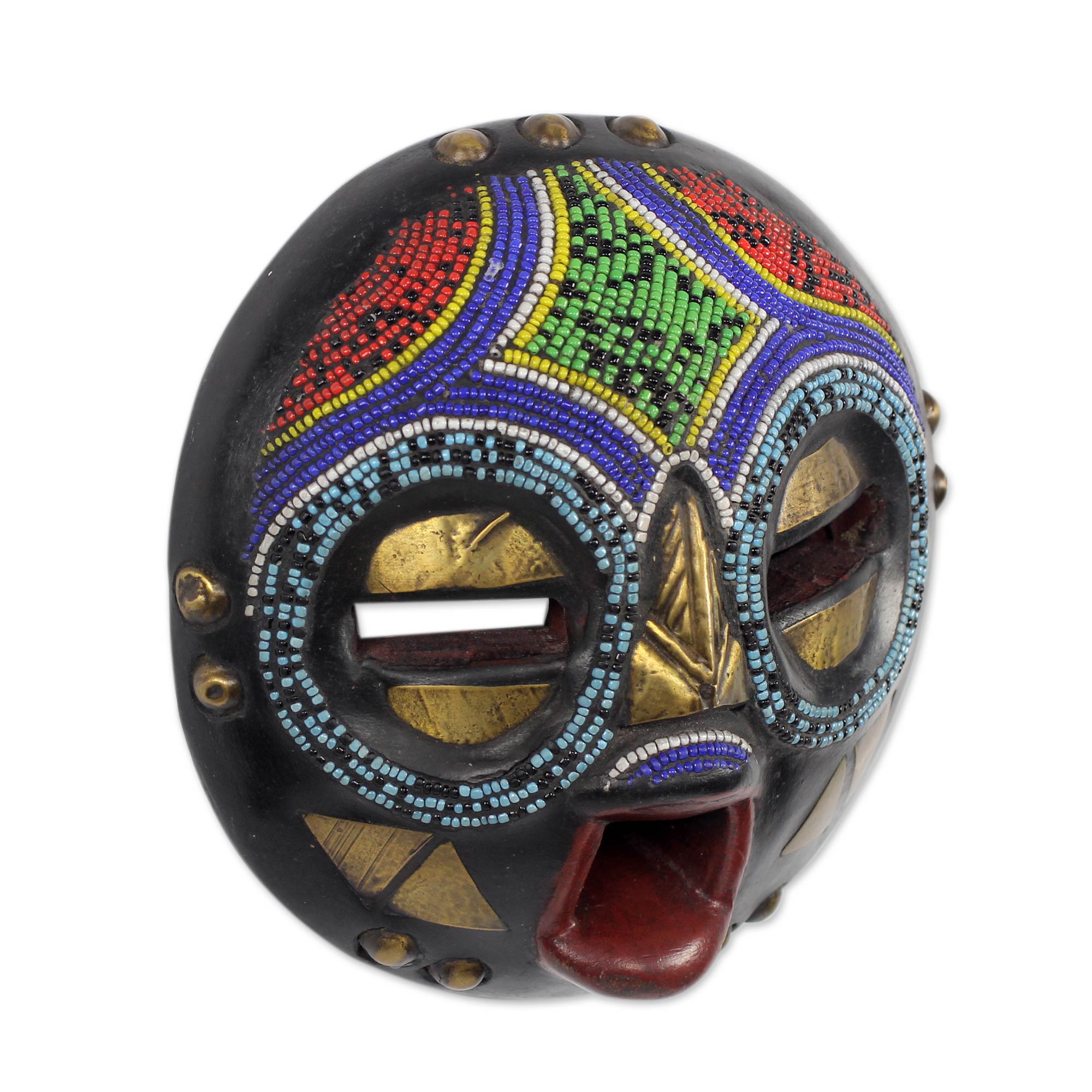 Premium Handcrafted Okyeame African Tribal Linguist Mask – Colorful & Authentic