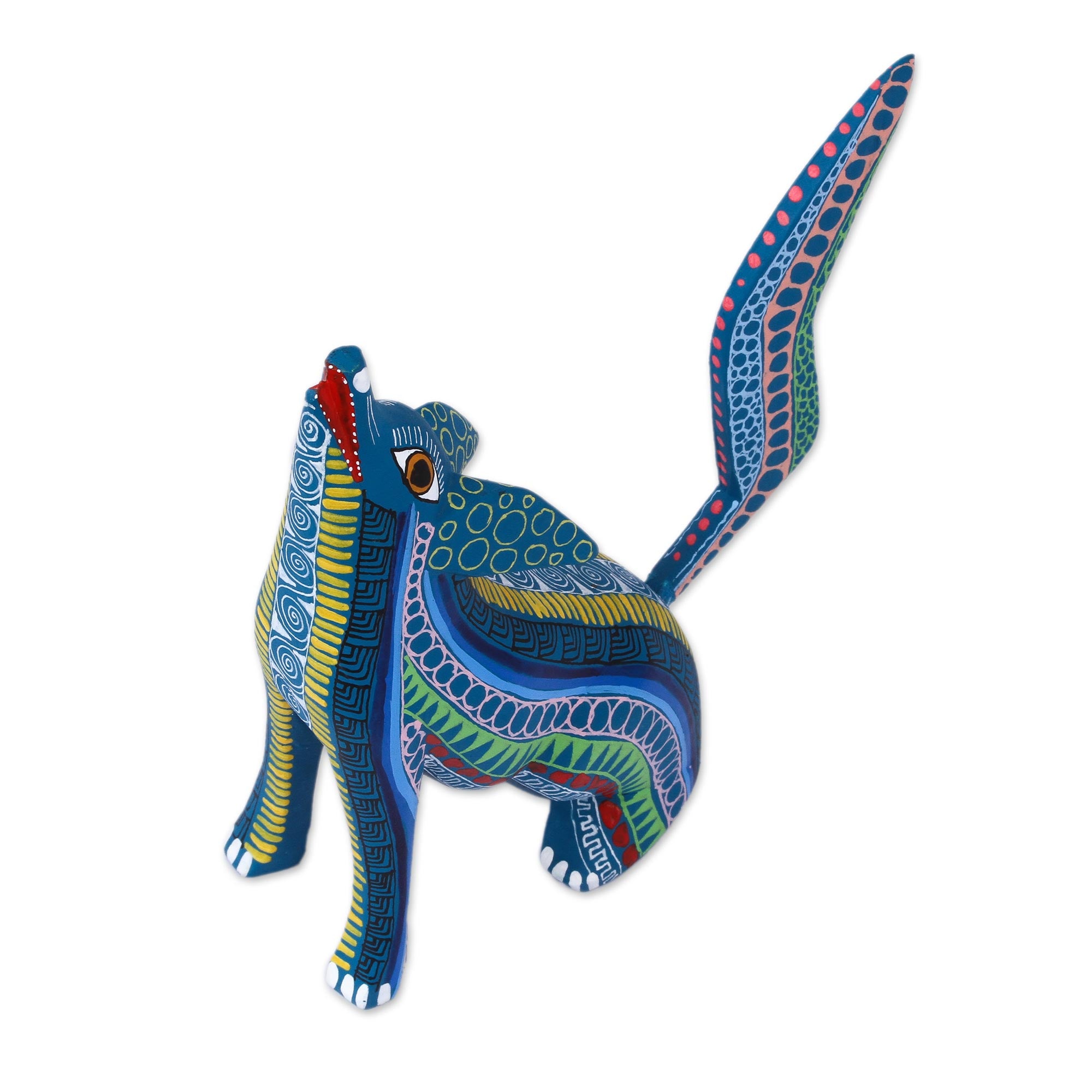Premium Handcrafted Copal Wood Alebrije Coyote Figurine - Authentic Mexican Art