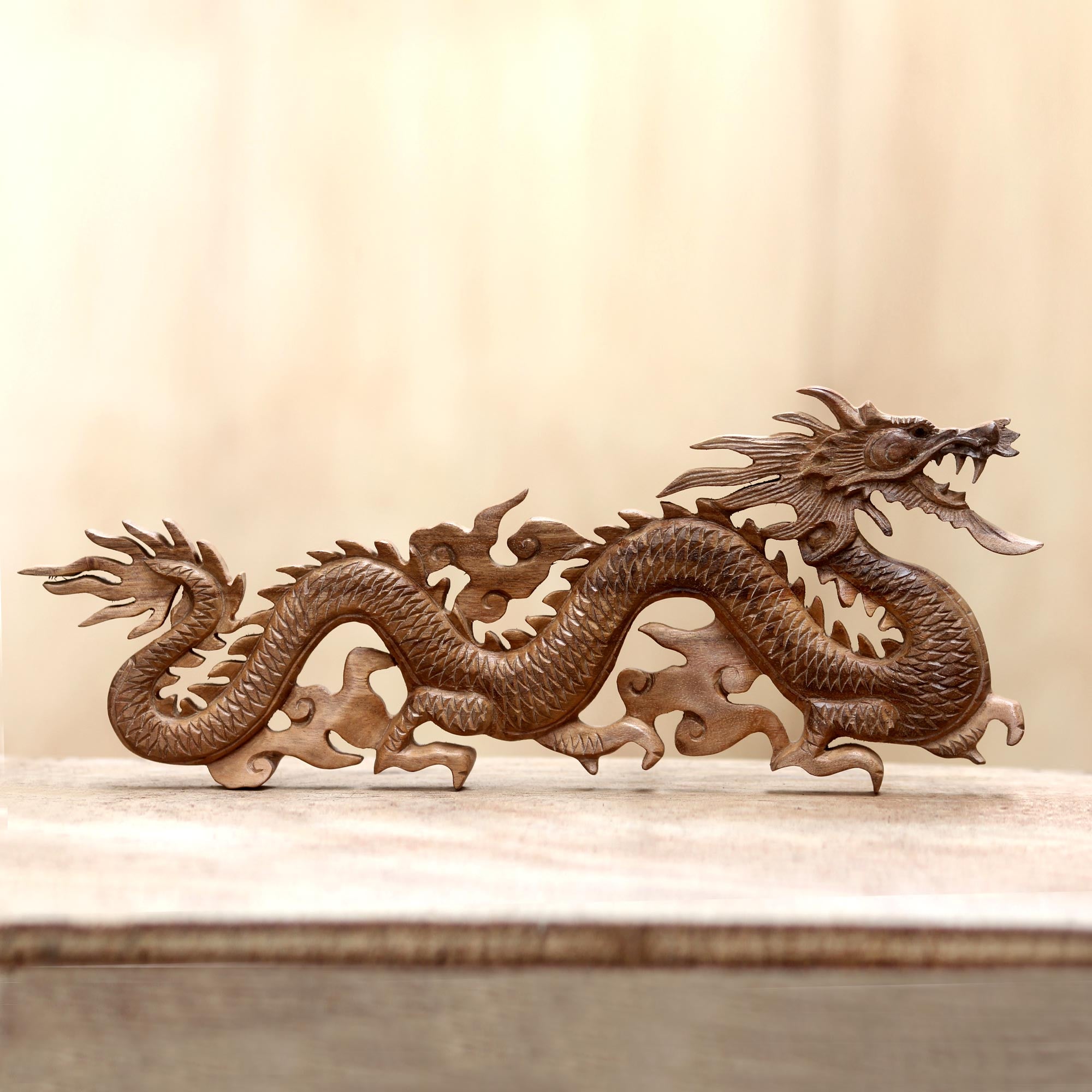 Premium Baru Klinthing Dragon Suar Wood Art Panel