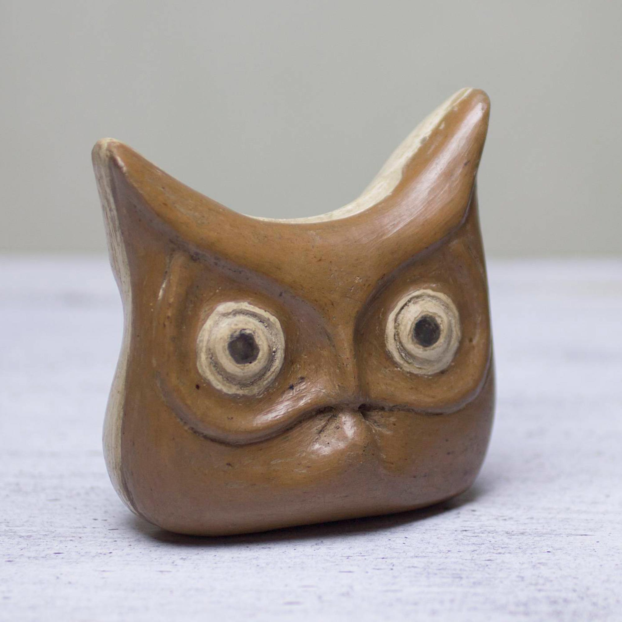 Premium Owl & Cat Burnished Clay Incense Holder – Handcrafted in Mexico