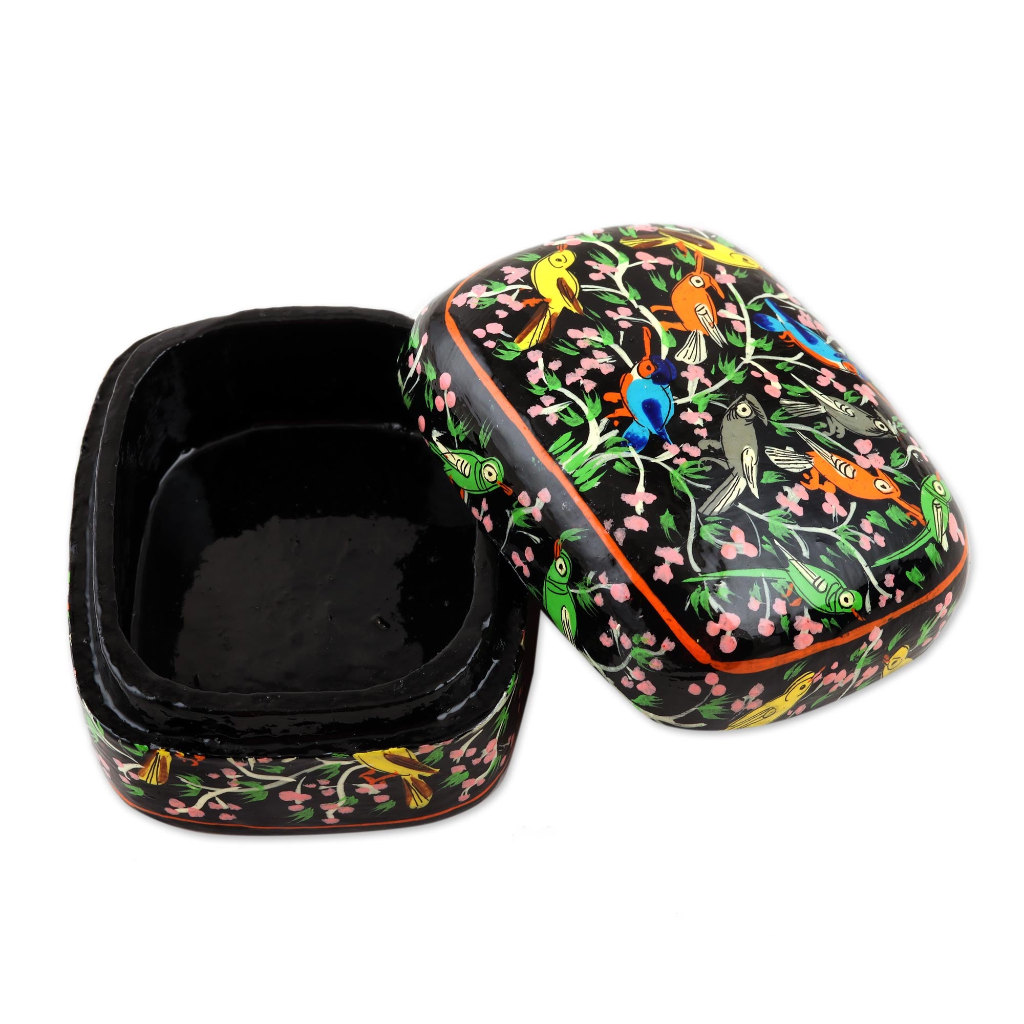 Premium Hand-Painted Wooden Bird Box - Chirping Birds Design