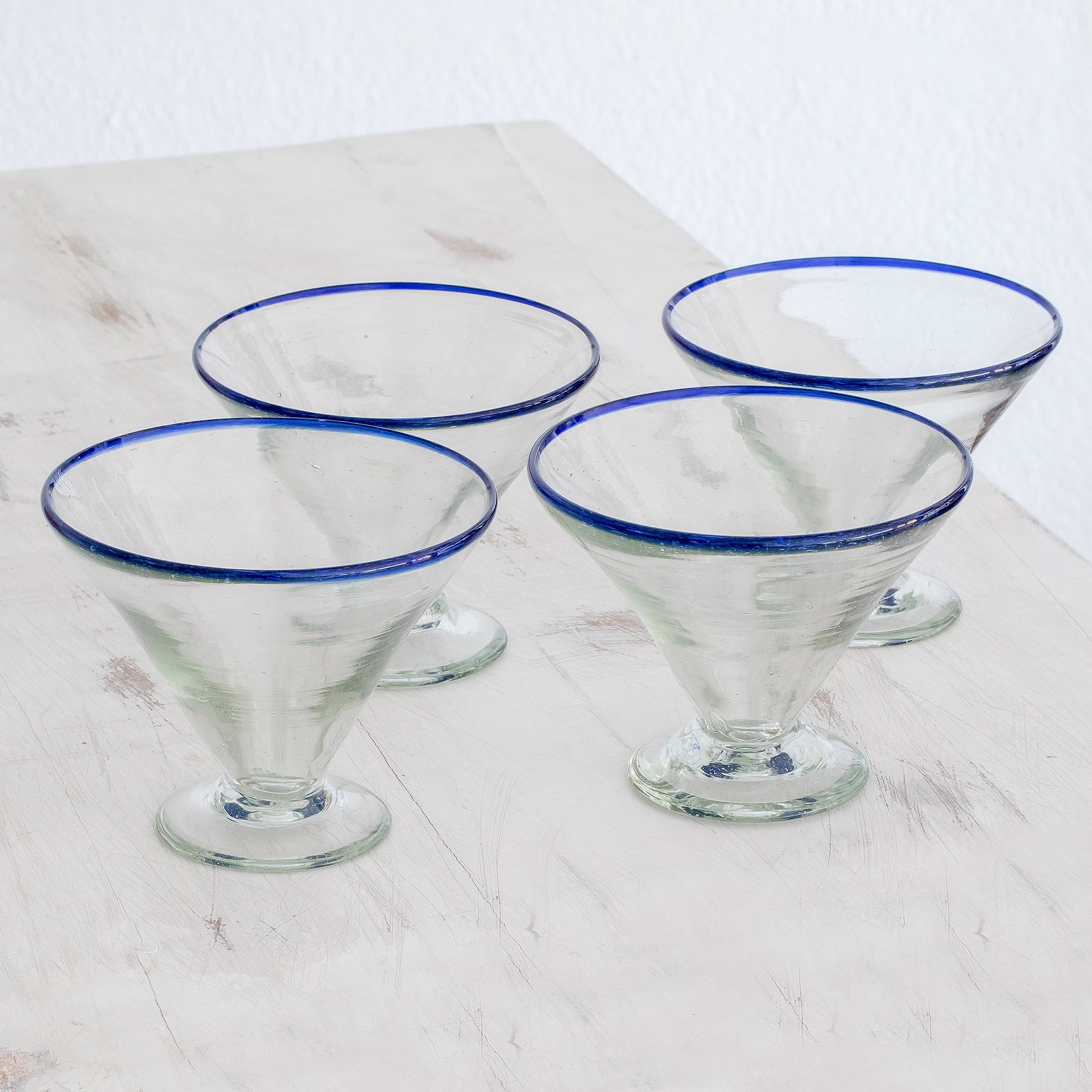 Premium Ocean Rim Recycled Glass Martini Glasses - Eco-Friendly Set of 4