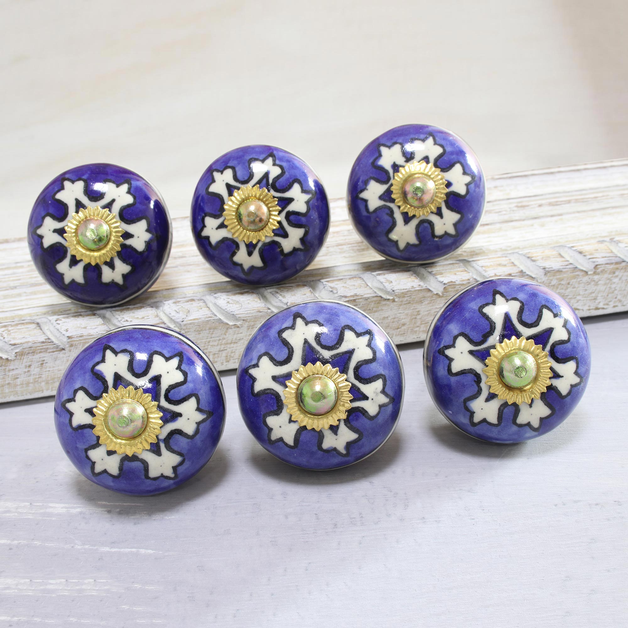 Premium Starry Brilliance Ceramic Knobs - Handcrafted Set of 6