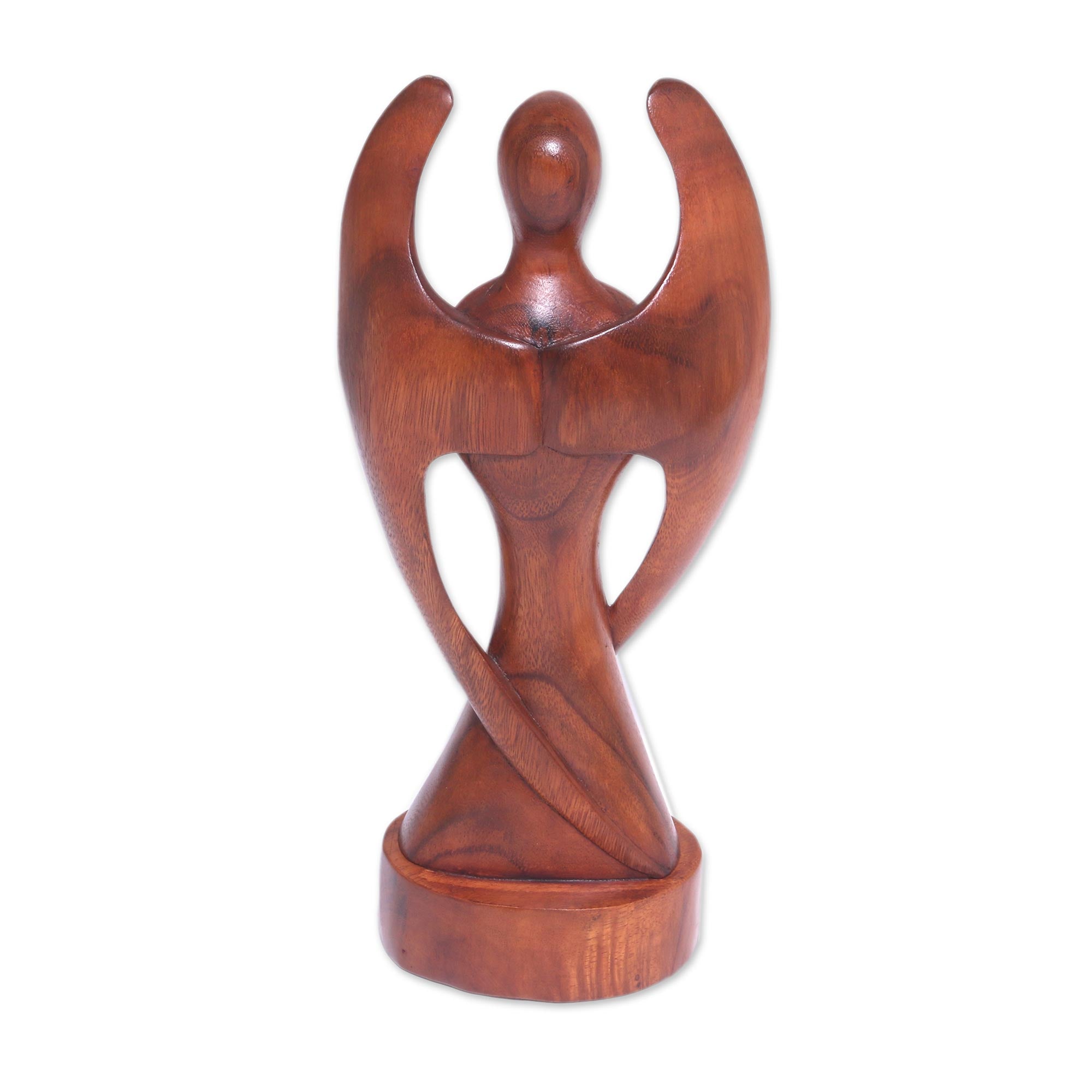 Premium Hand-Carved Suar Wood Baby Guardian Angel Sculpture - Ultimate Symbol of Protection