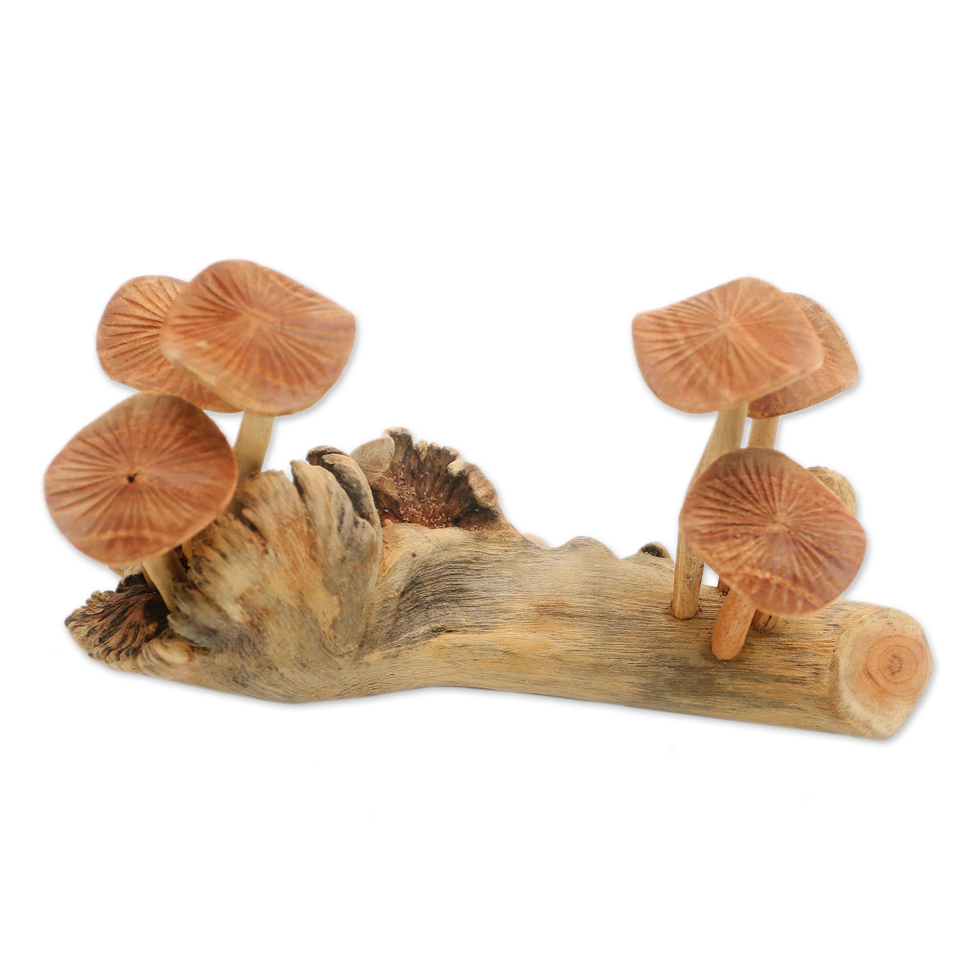 Premium Hand-Carved Mushroom Sculpture - Nature-Inspired Wood Art from Bali