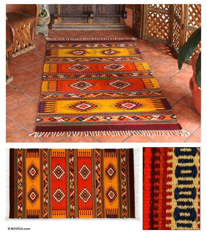Premium Zapotec Wool Rug - Summer's Day Design (4.5x7 ft)
