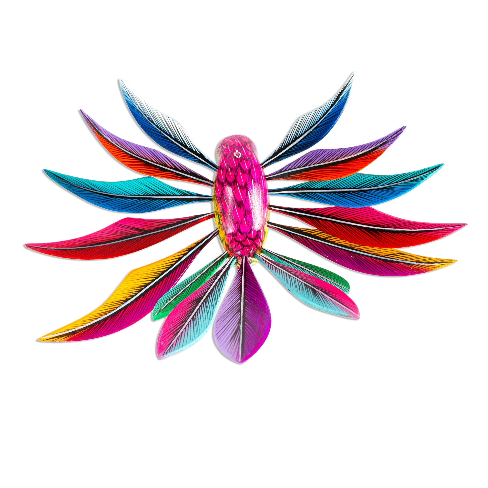 Premium Rainbow Hummingbird Alebrije - Handcrafted Multicolored Wood Art