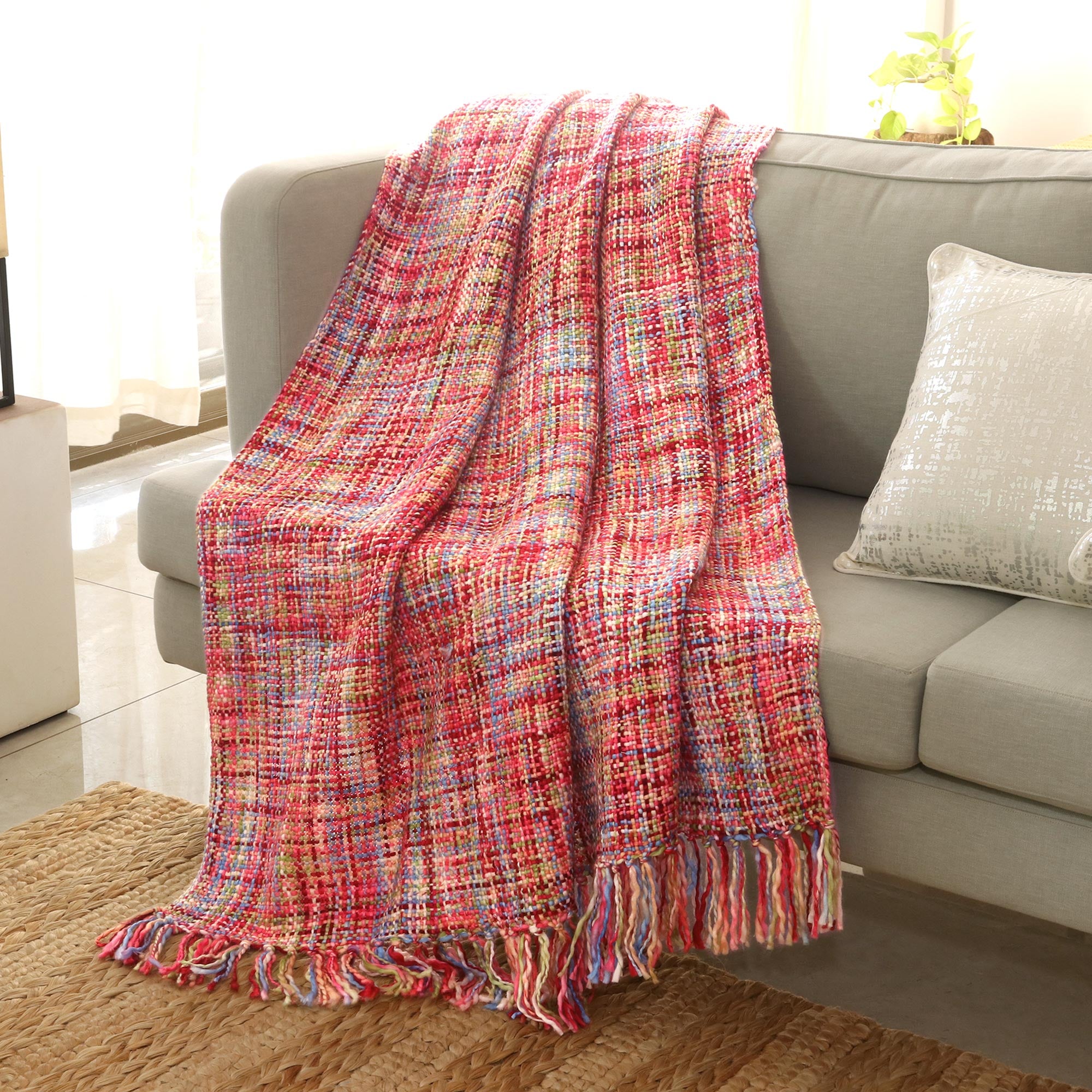 Premium Vibrant Pastel Multicolor Handwoven Throw Blanket