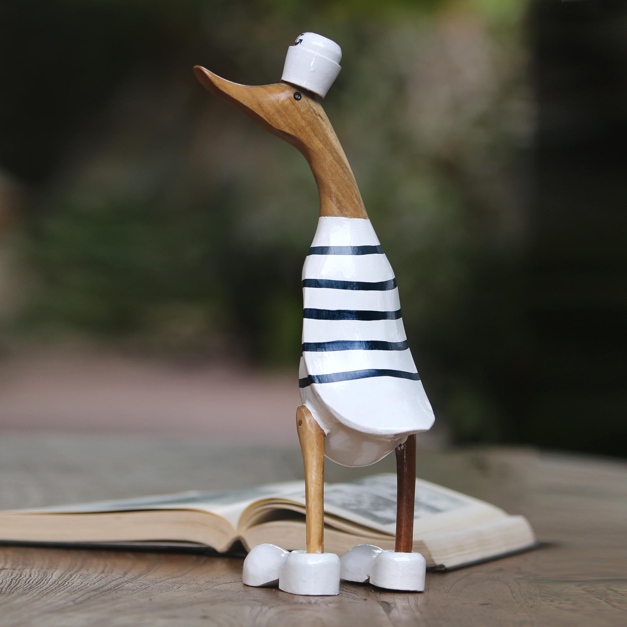 Premium Sailor Duck Sculpture - Handcrafted Acacia Wood & Bamboo Root Art from Bali