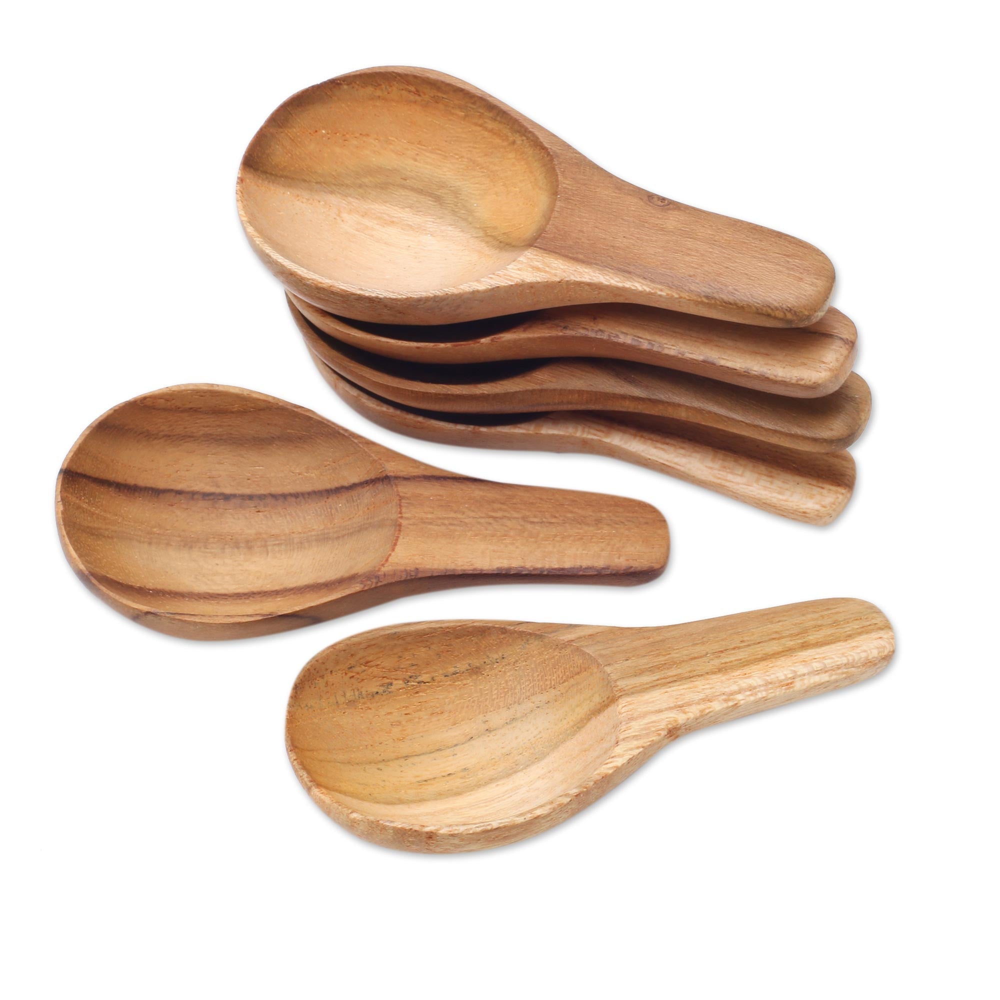 Premium Handcrafted Teak Wood Scoop Set – Set of 6 for Healthy Meal Prep & Serving