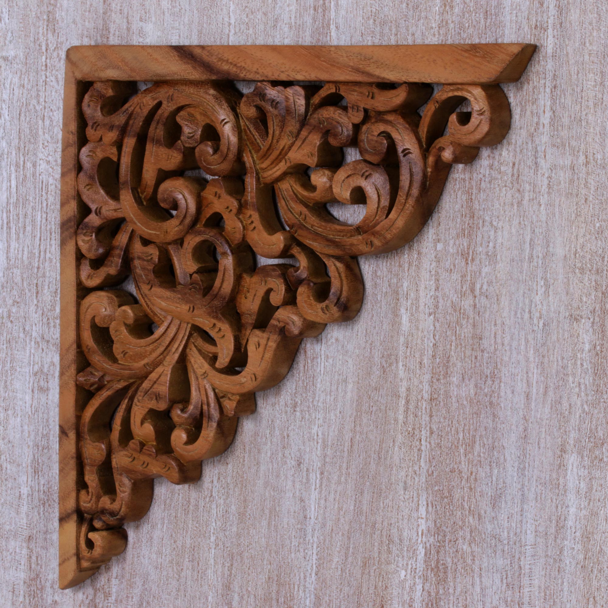 Premium Forest Corner Suar Wood Relief Panel - Handcrafted Bali Art