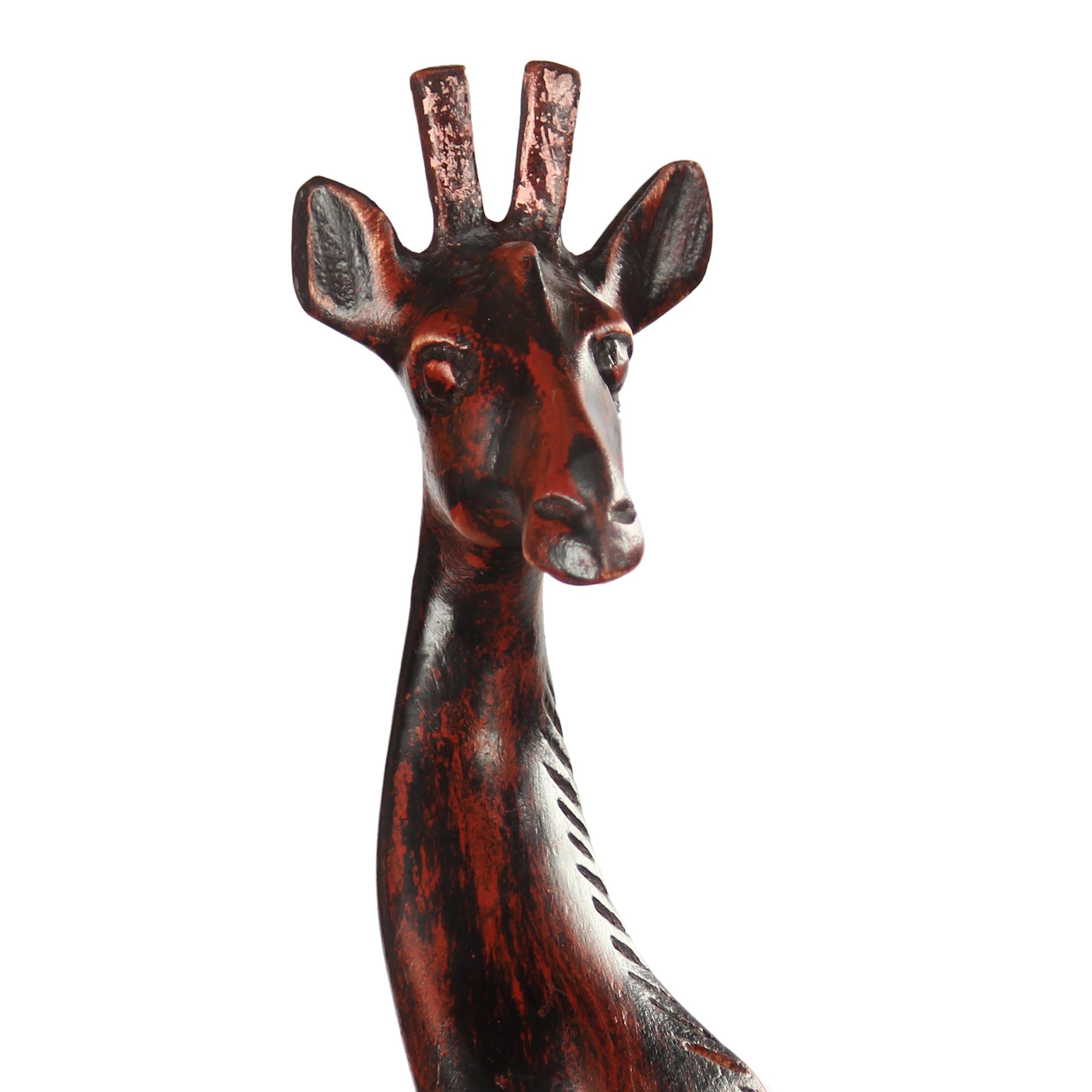 Premium Hand-Carved African Kneeling Giraffe Sculpture