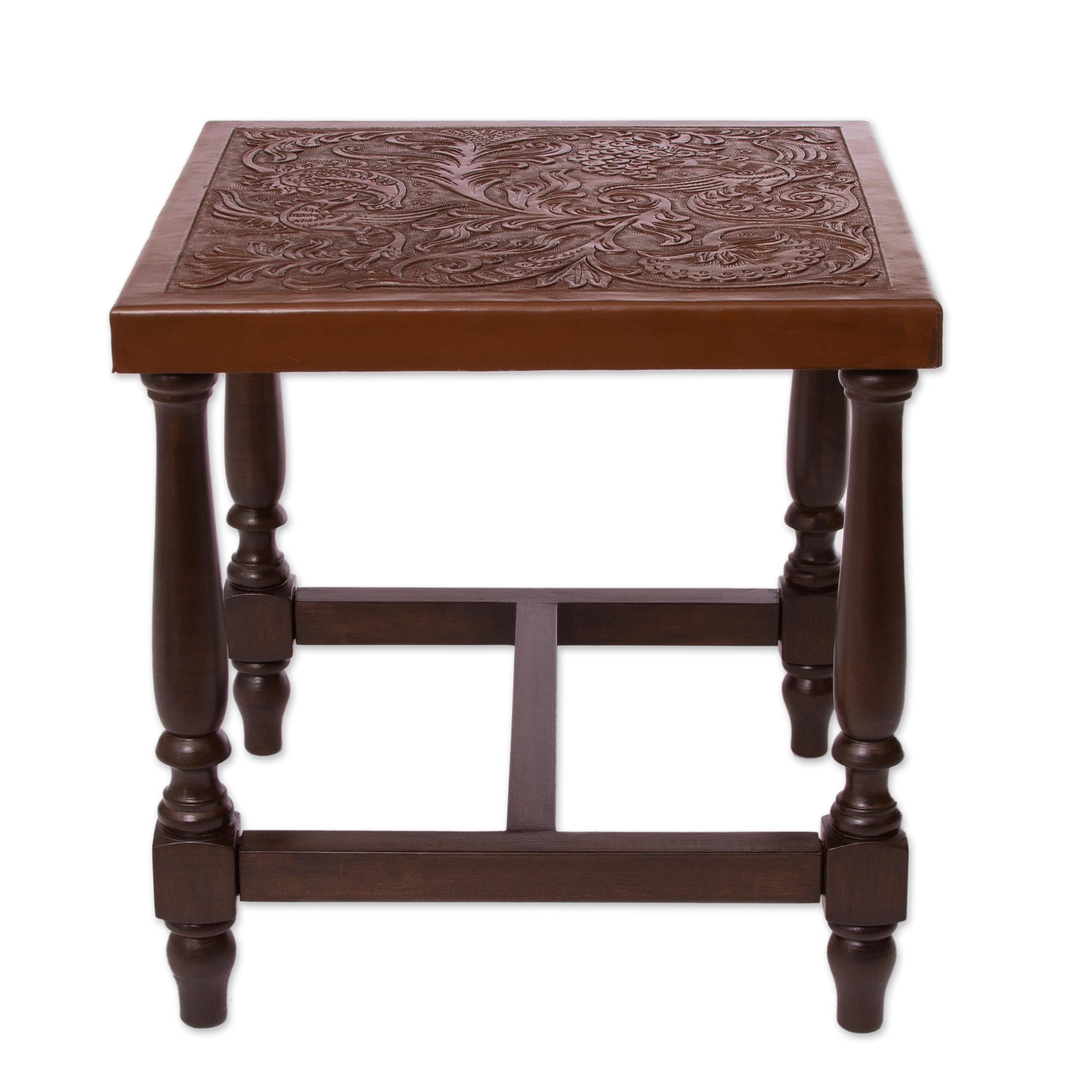 Premium Mountain Garden Table - Handcrafted Leather & Wood Design from Peru