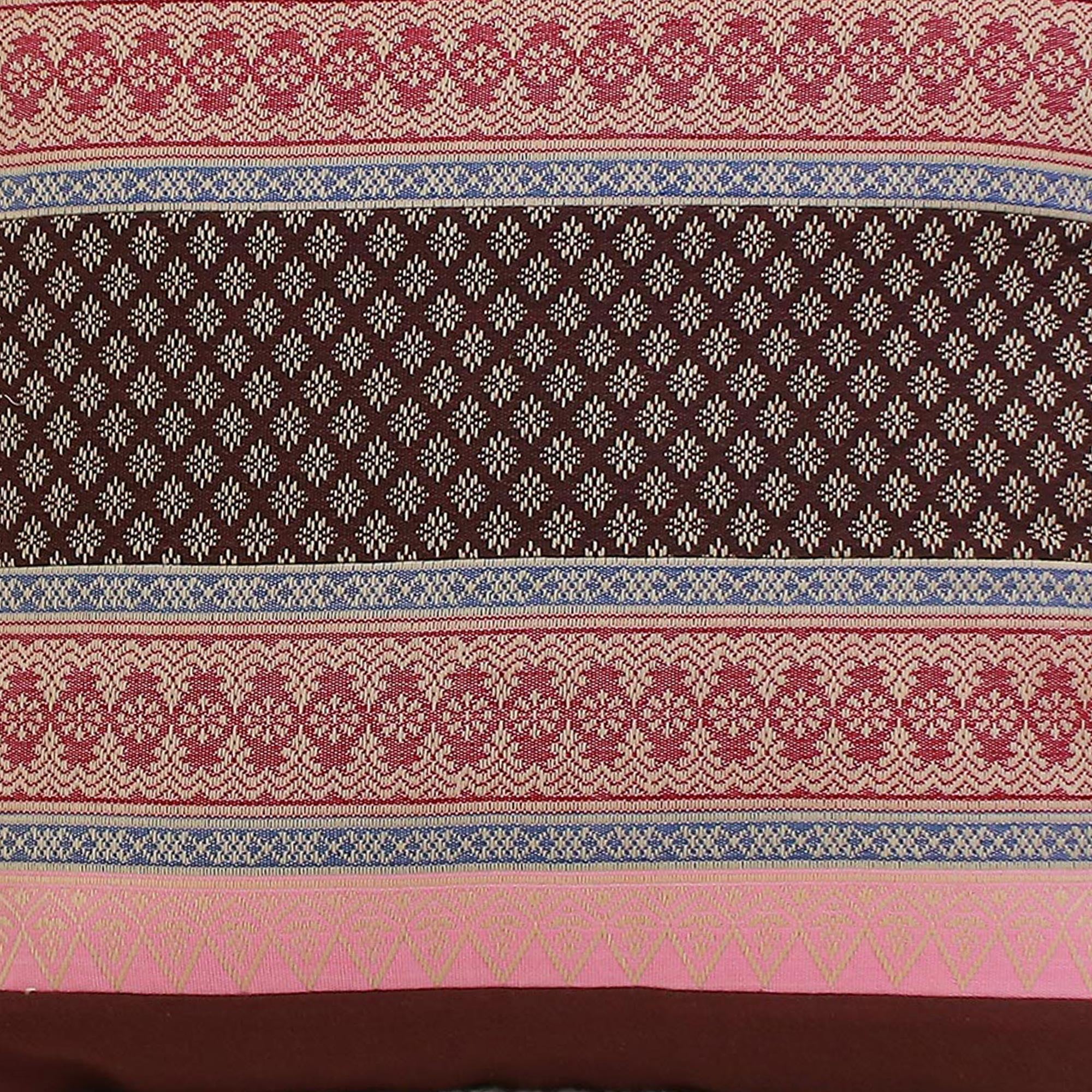 Premium Bangkok Brown Cotton Cushion Covers (Pair) - Handcrafted Elegance