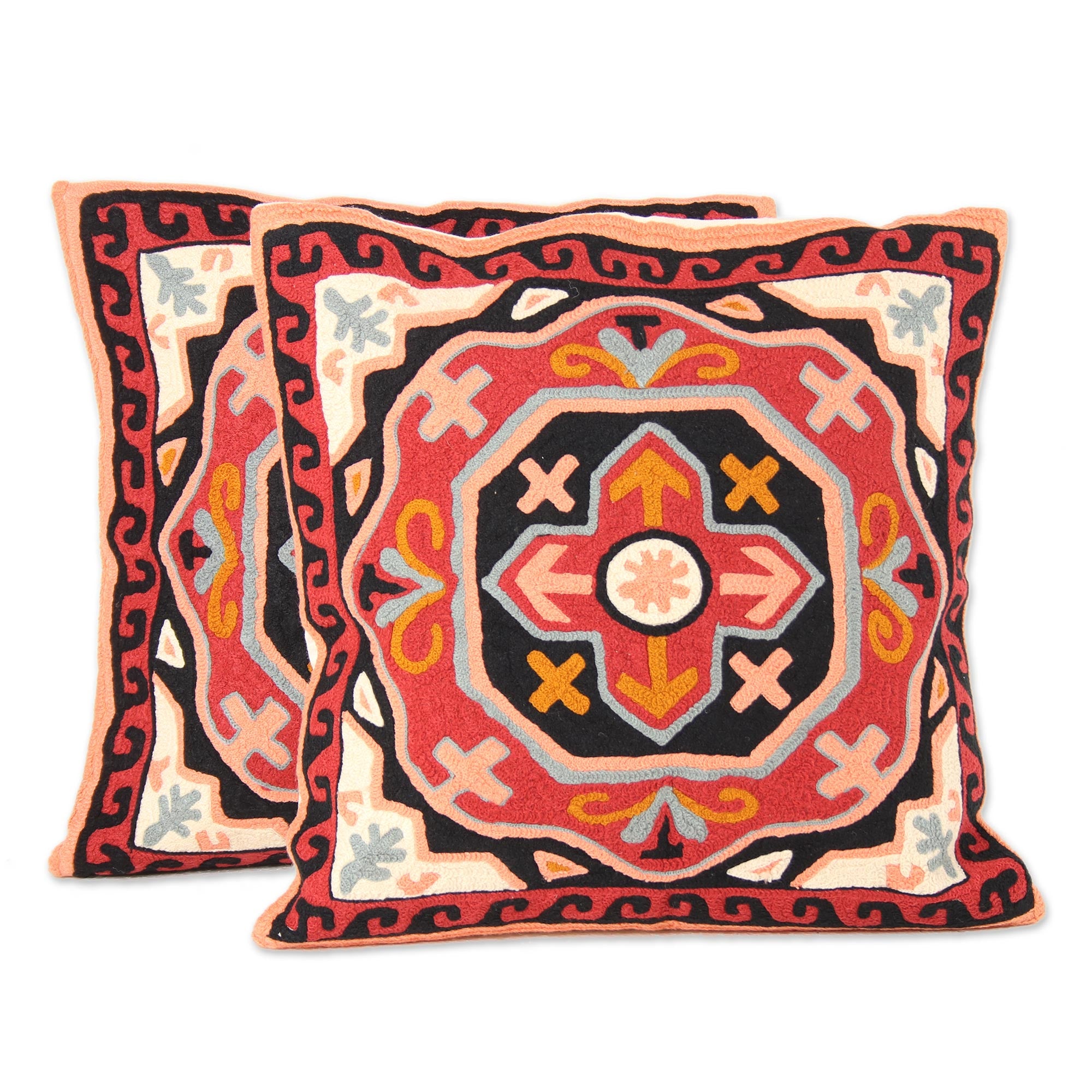 Premium Modern Art Embroidered Cotton Cushion Covers (Pair) – Handwoven Luxury