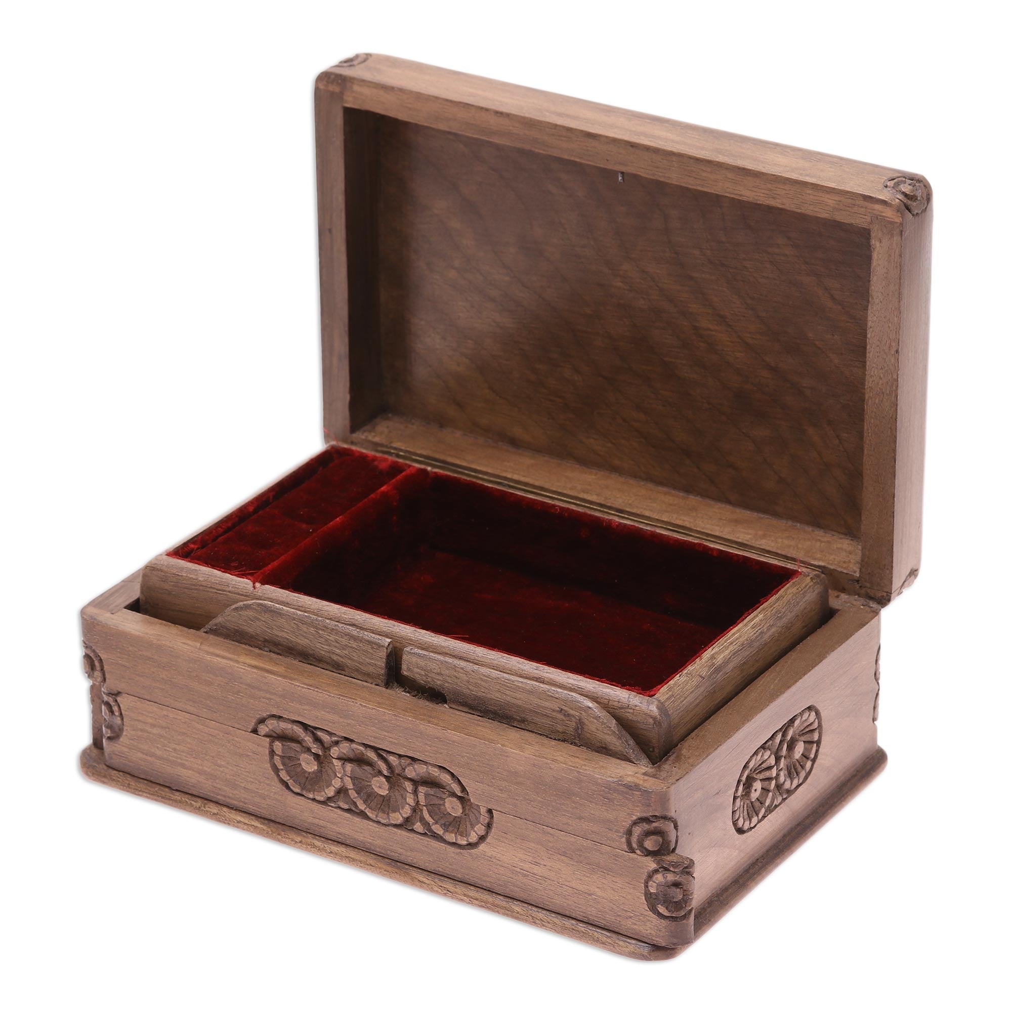 Premium Exotic Radiance Walnut Jewelry Box - Handcrafted Elegance