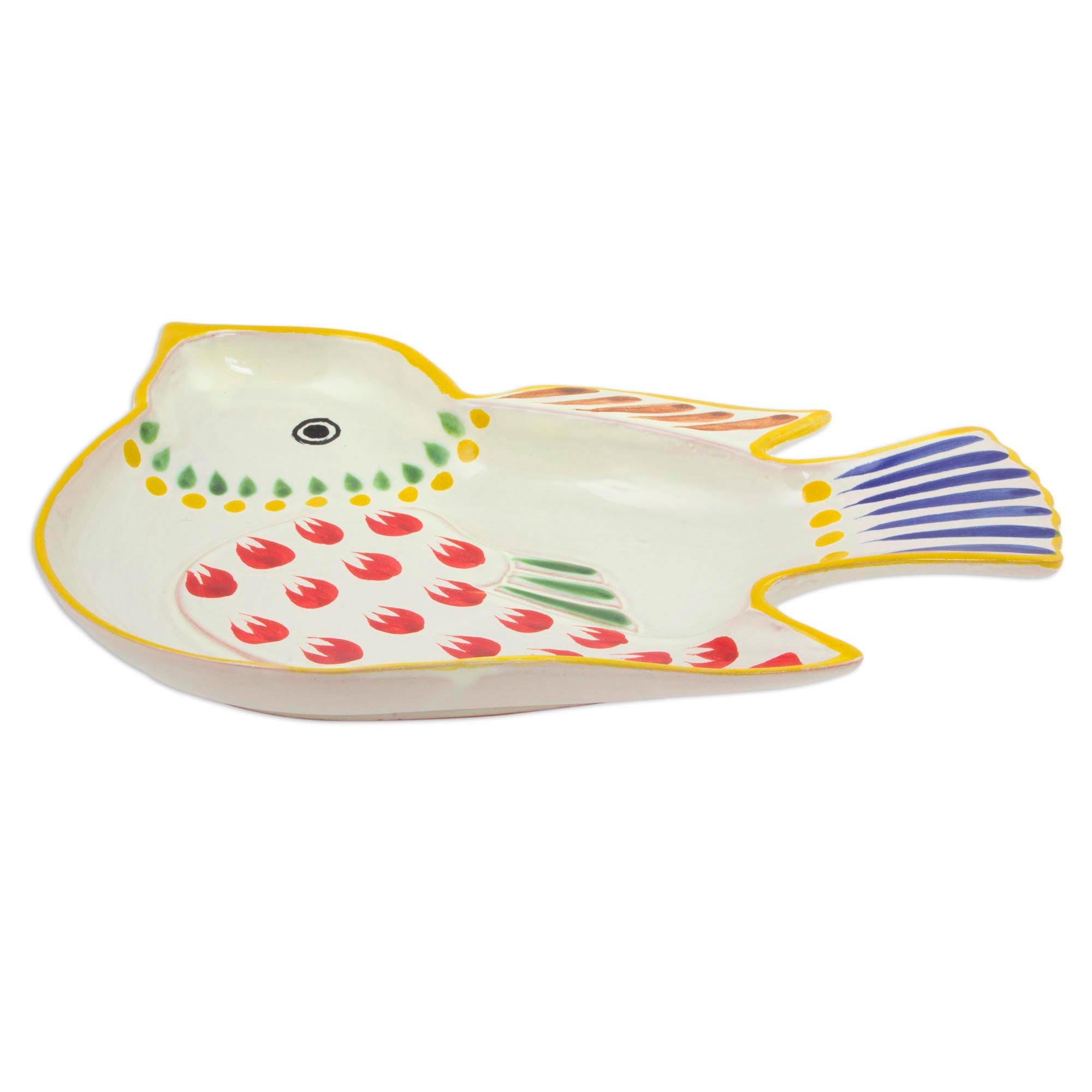 Premium Red Wing Songbird Handcrafted Majolica Ceramic Dish