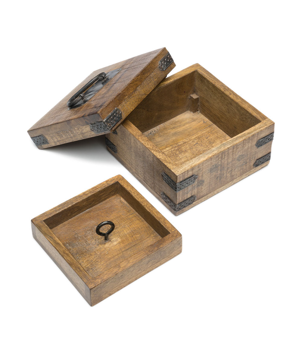 Premium Rustic Mango Wood Stash Box - Handcrafted Storage Solution