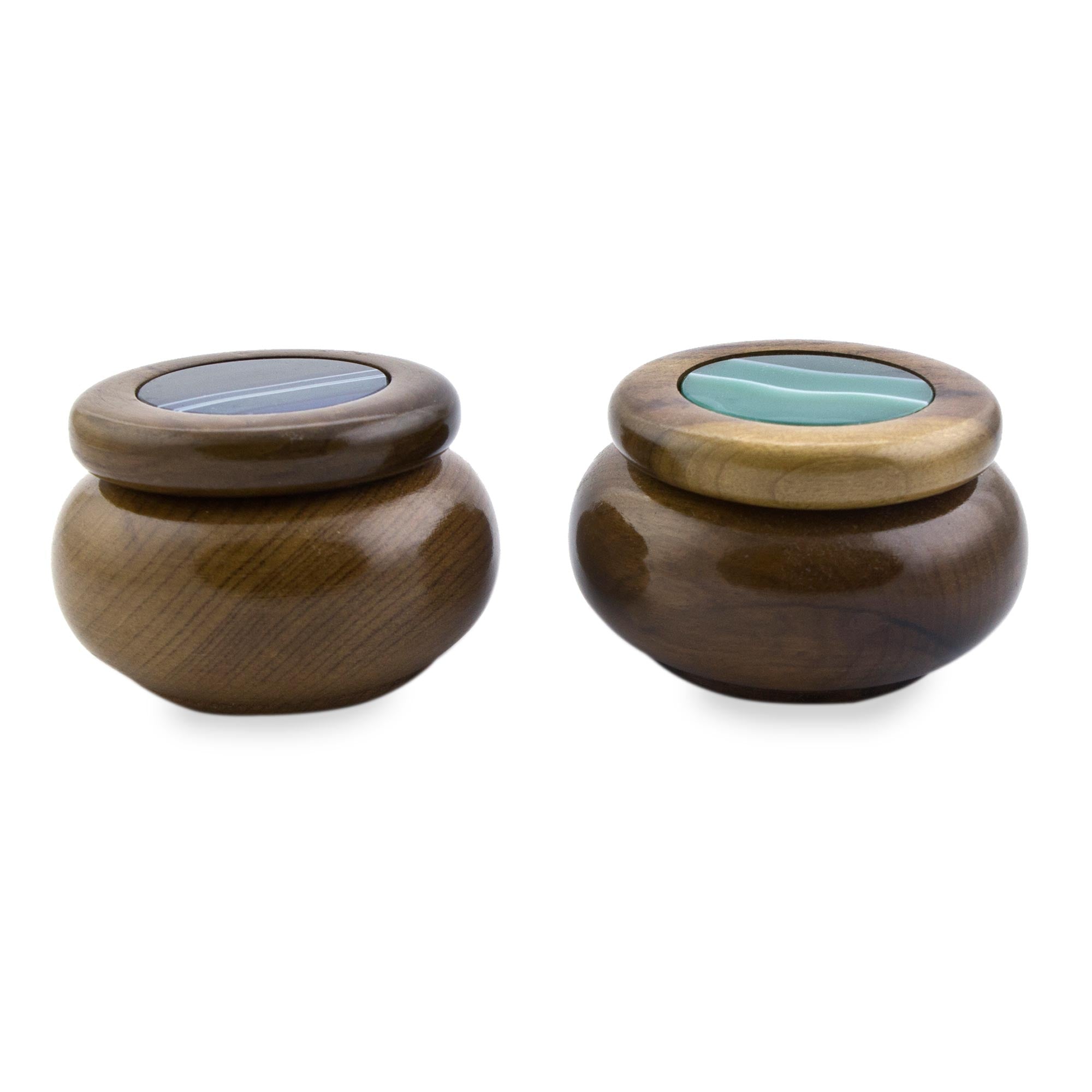 Premium Serene Waters Agate & Cedar Wood Decorative Box Set (Pair) - Handcrafted Luxury