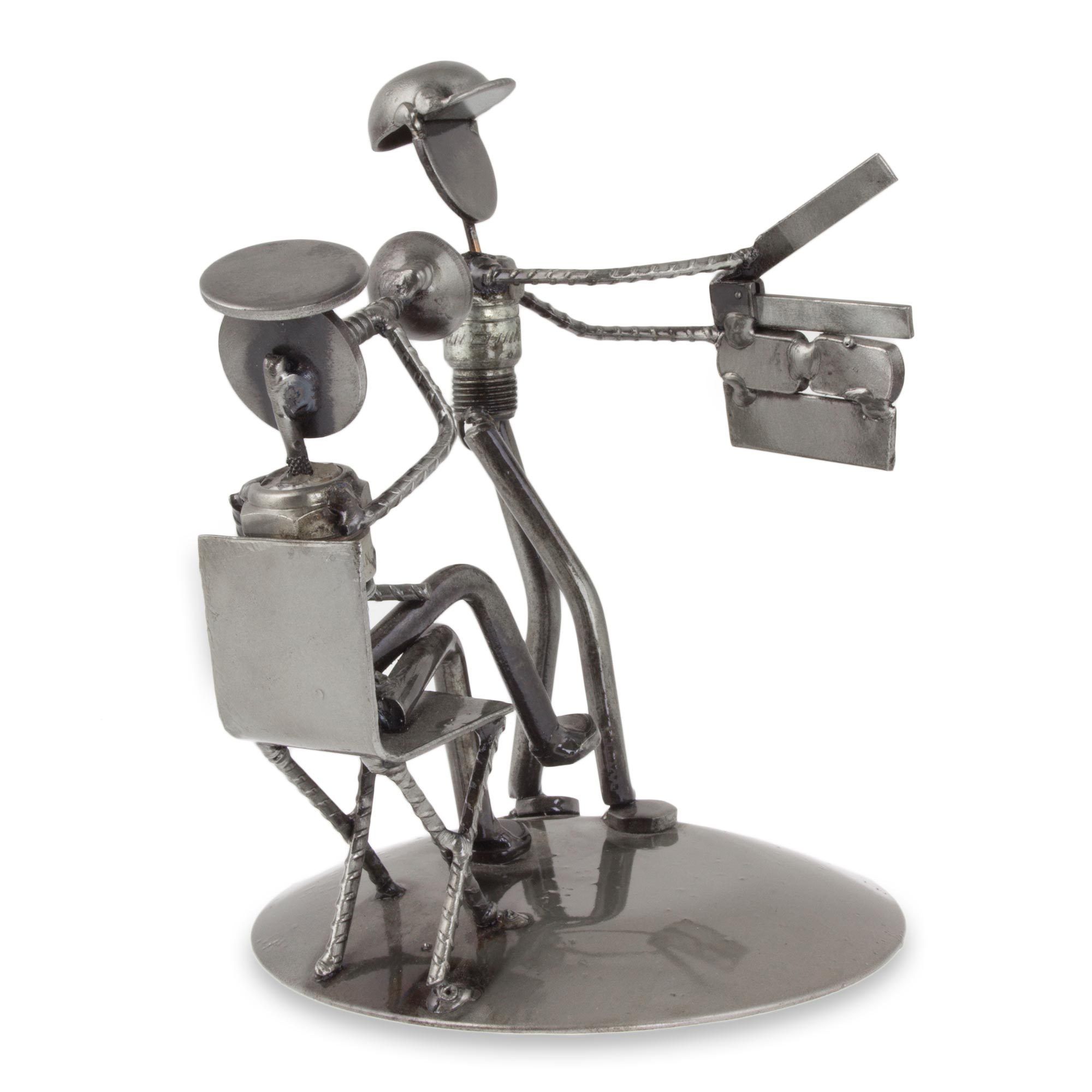 Premium Recycled Metal Rustic Film Director Sculpture - Handmade Art