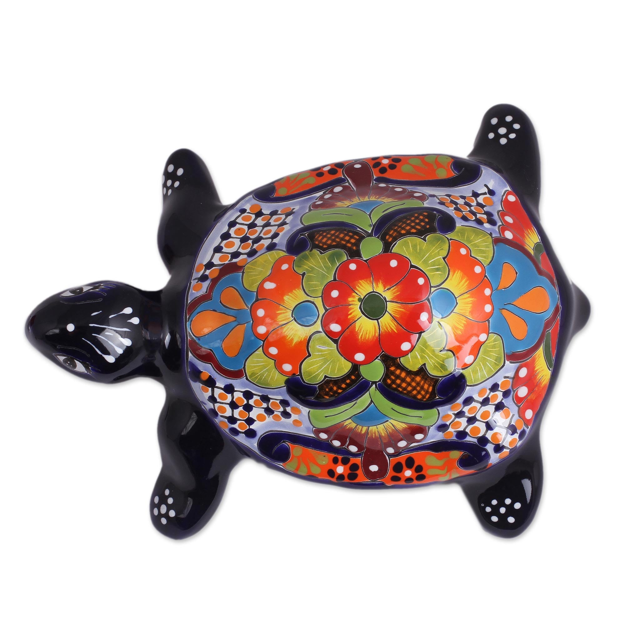Premium Hand-Painted Ceramic Turtle Sculpture – Mexican Artisan Craft