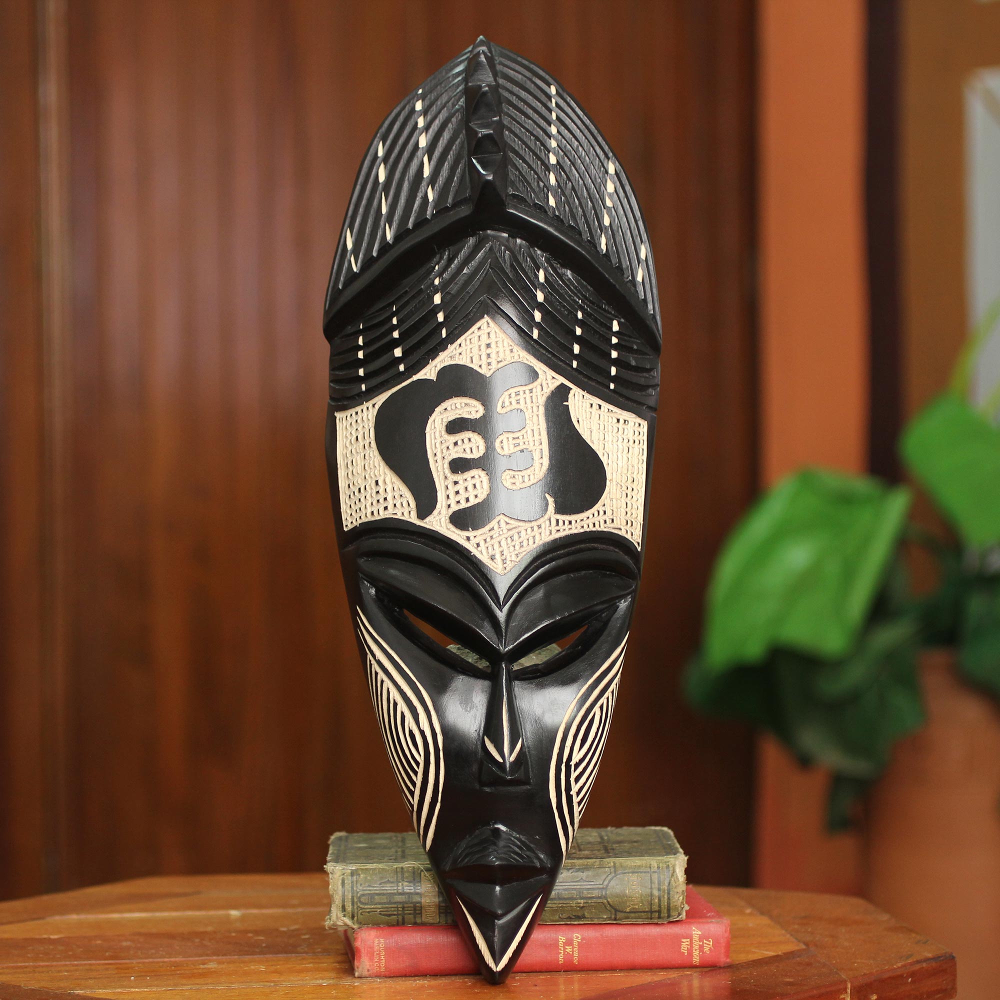 Premium Gye Nyame II Hand-Carved Wood Wall Art Mask