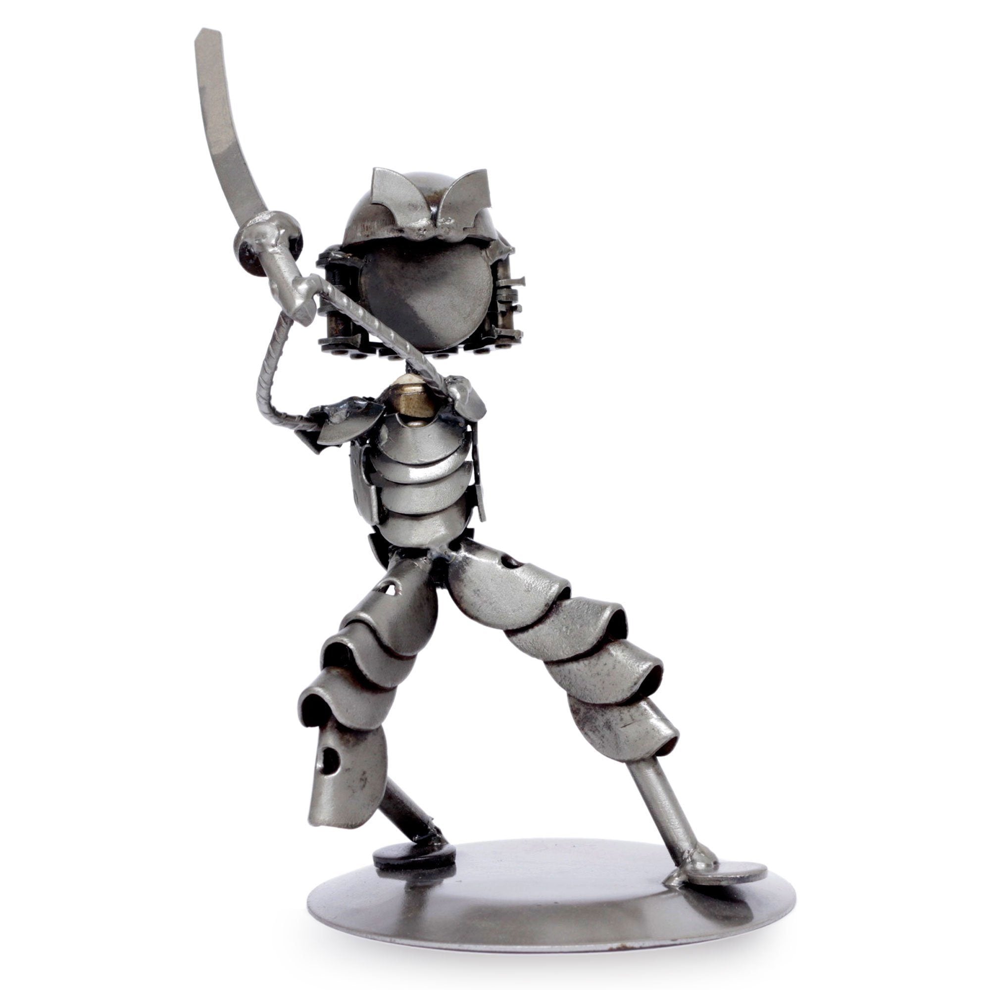 Premium Rustic Samurai Metal Sculpture - Handmade Recycled Art