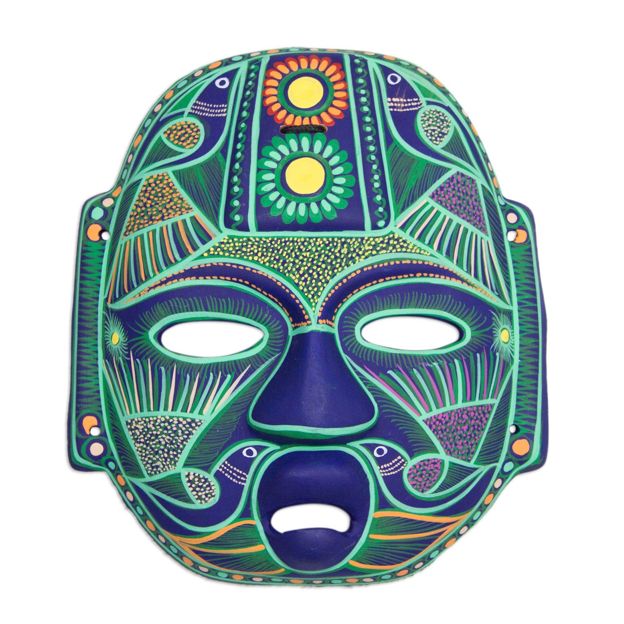 Premium Hand-Painted Olmec Ceramic Wall Art Mask