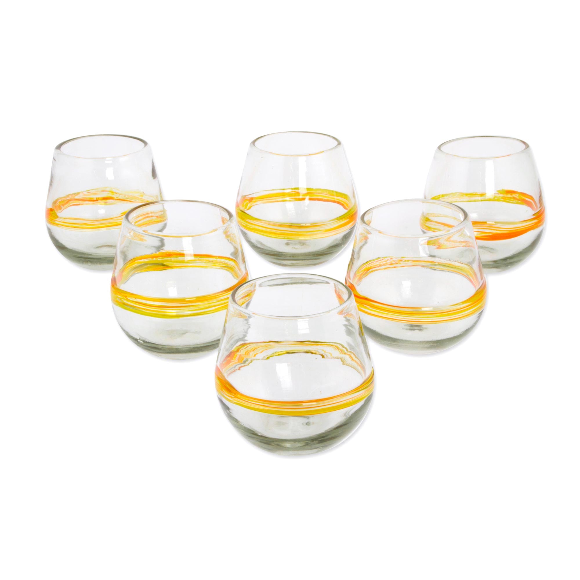 Premium Handblown Recycled Glasses - Round Ribbon of Sunshine Collection