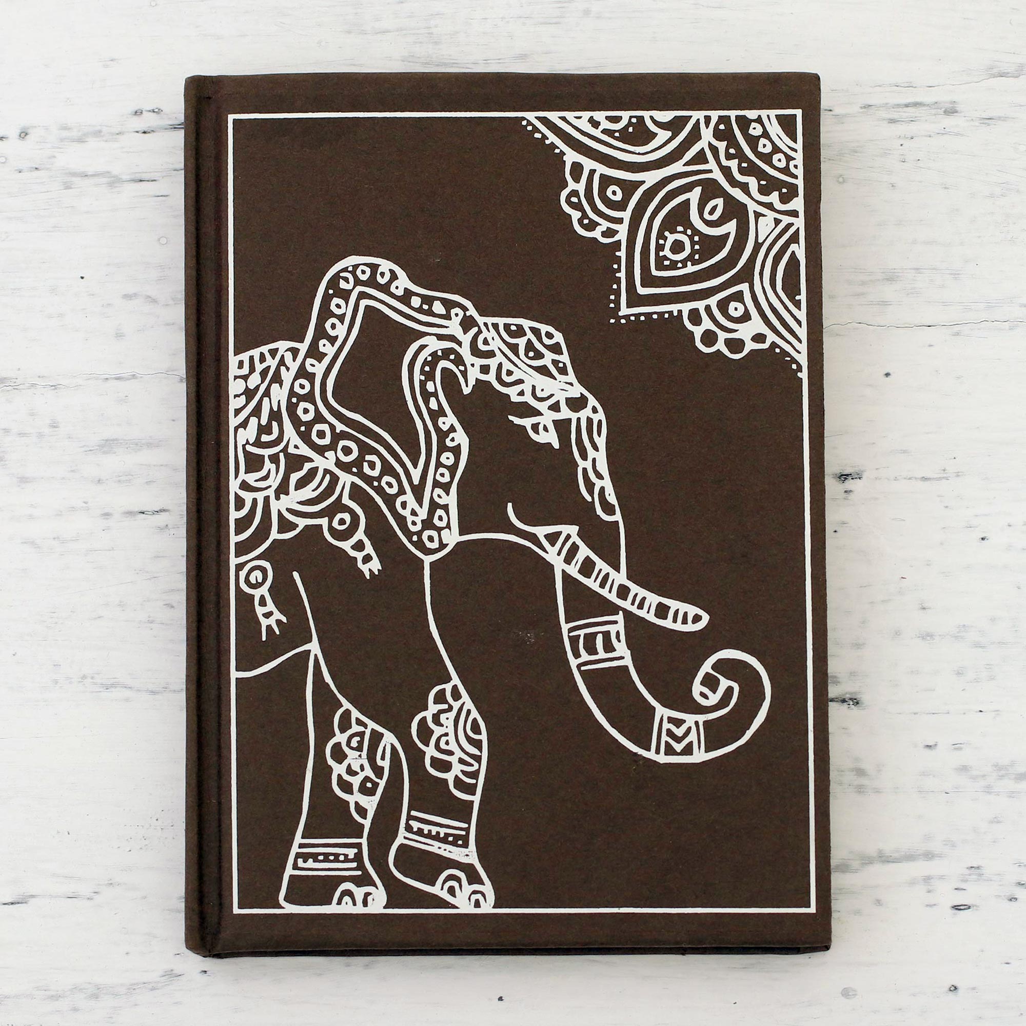 Premium Royal Gajraj Elephant Handmade Journal - Mahogany Edition