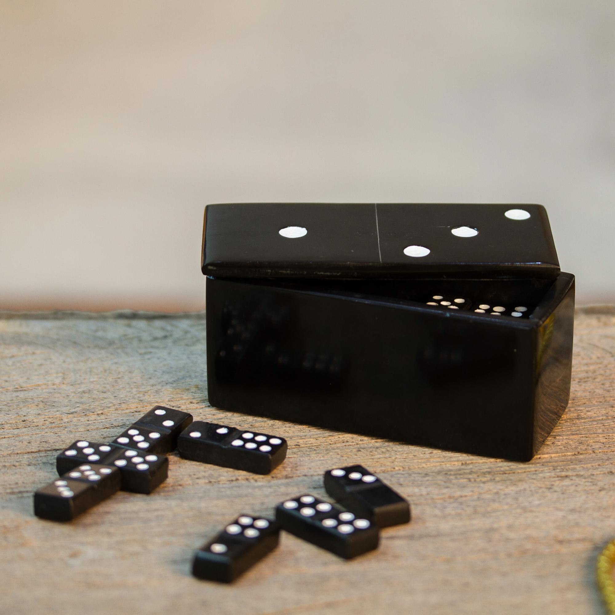 Premium Black Marble Domino Set - Handcrafted in Mexico