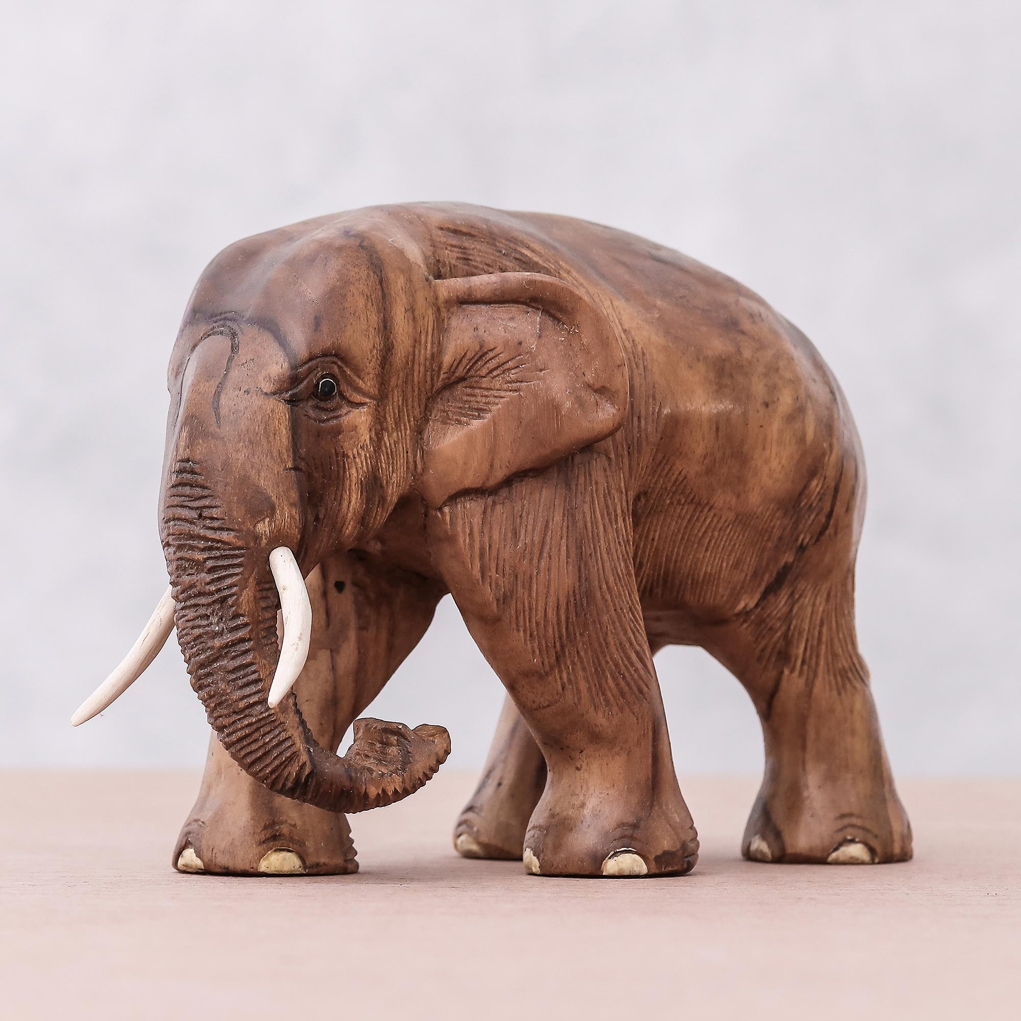 Premium Hand-Carved Teak Wood Elephant Sculpture – Nature-Inspired Art from Thailand
